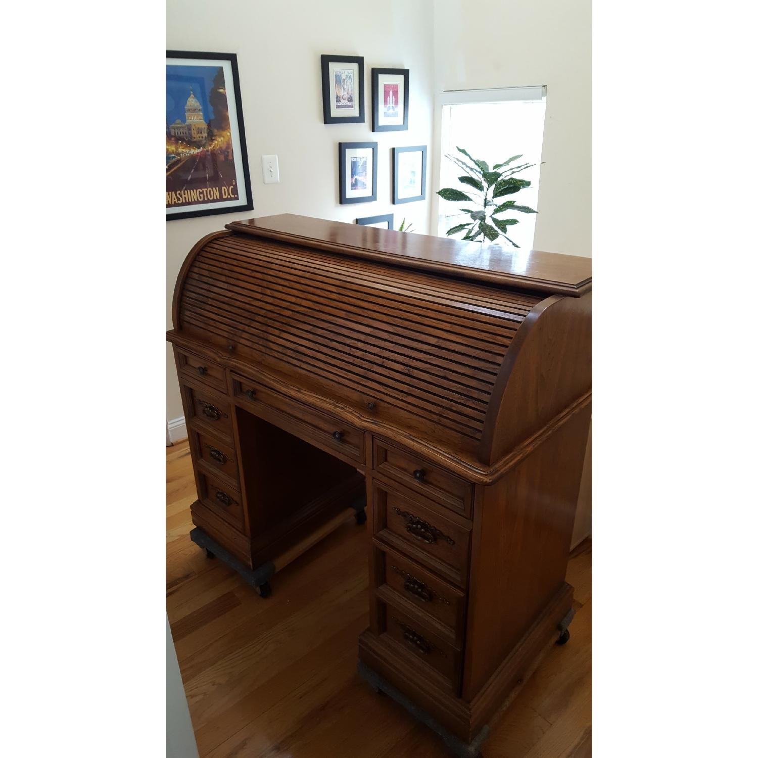 Oak Roll Top Desk - image-4