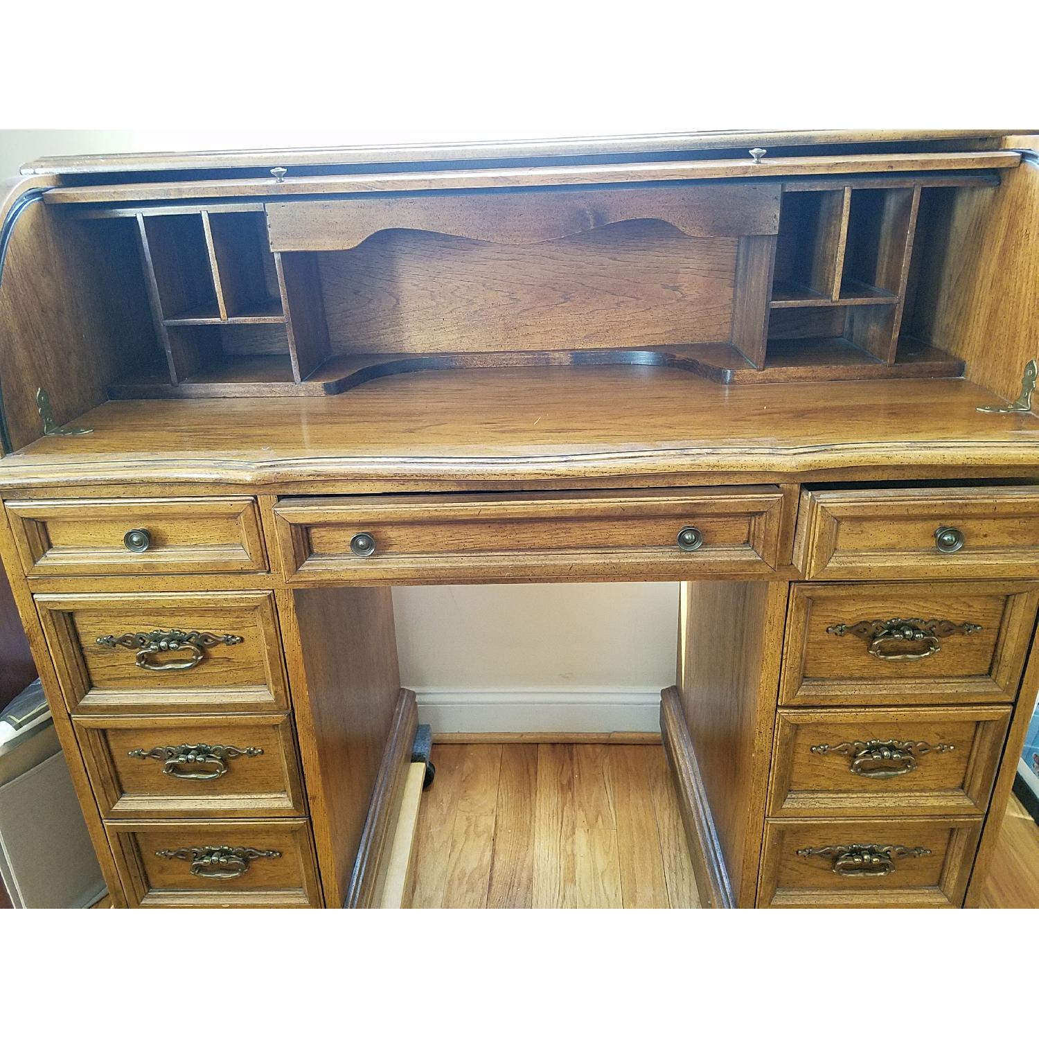 Oak Roll Top Desk - image-6
