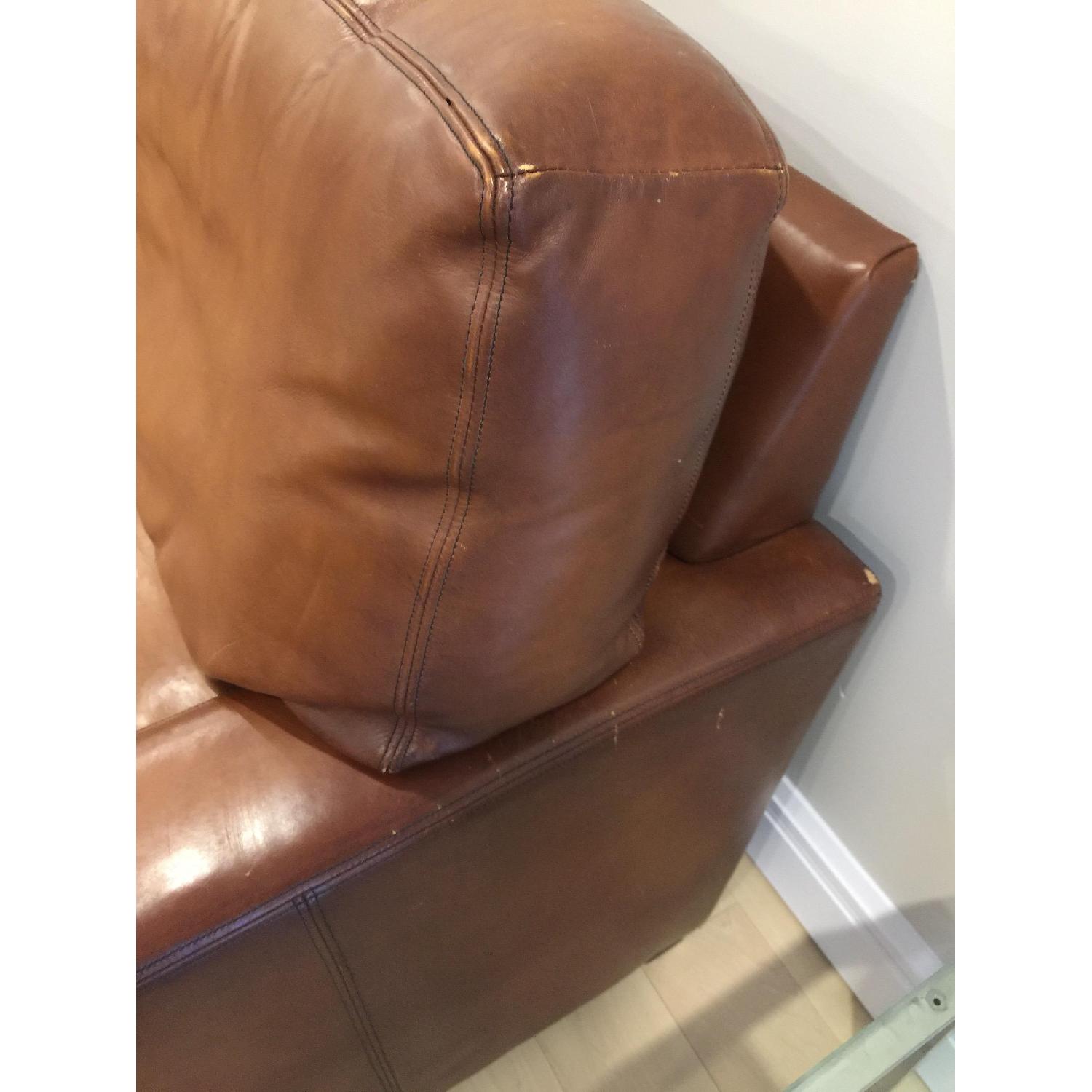 Pottery Barn Turner Square Arm Leather Sofa In Burnished Saddle - image-6