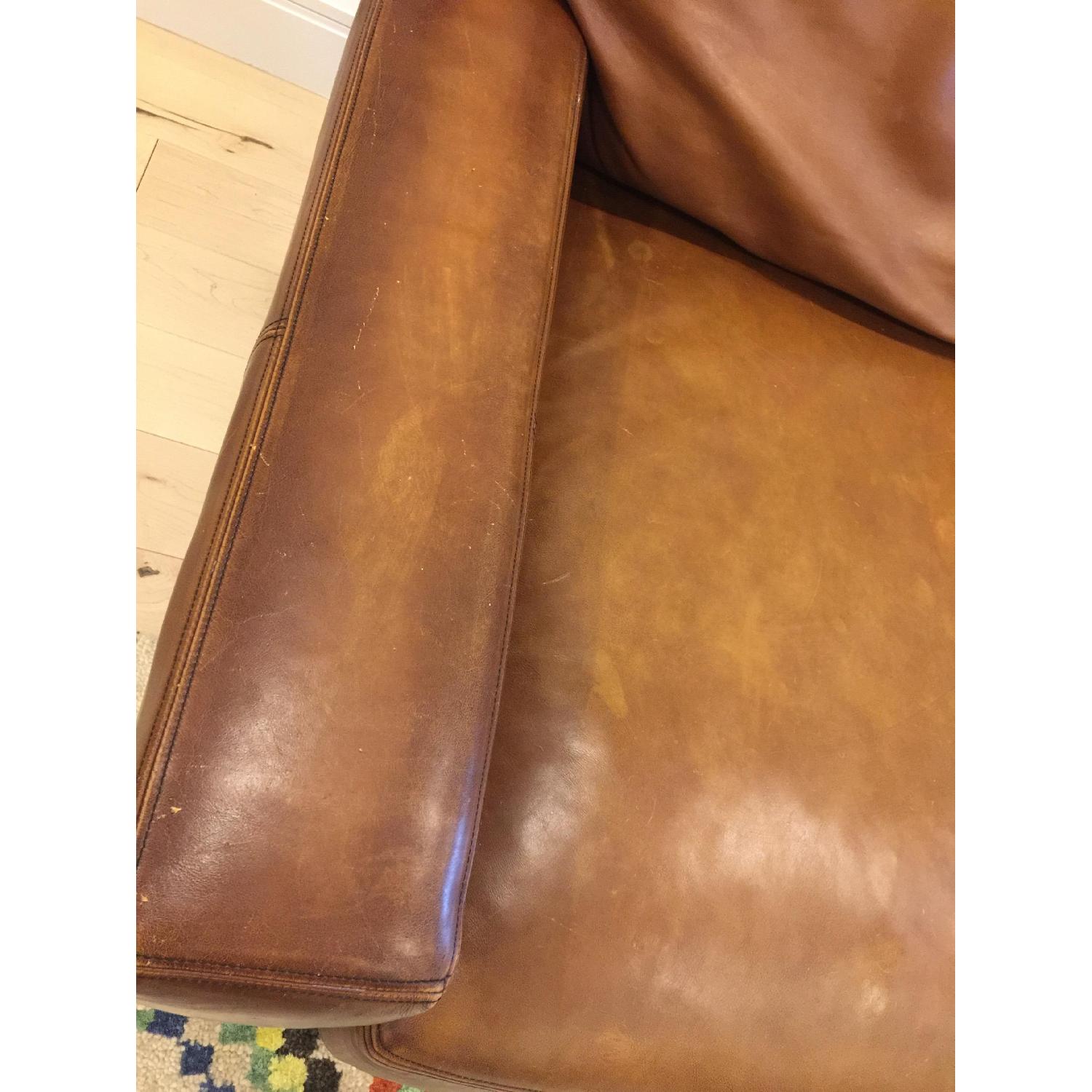 Pottery Barn Turner Square Arm Leather Sofa In Burnished Saddle - image-7