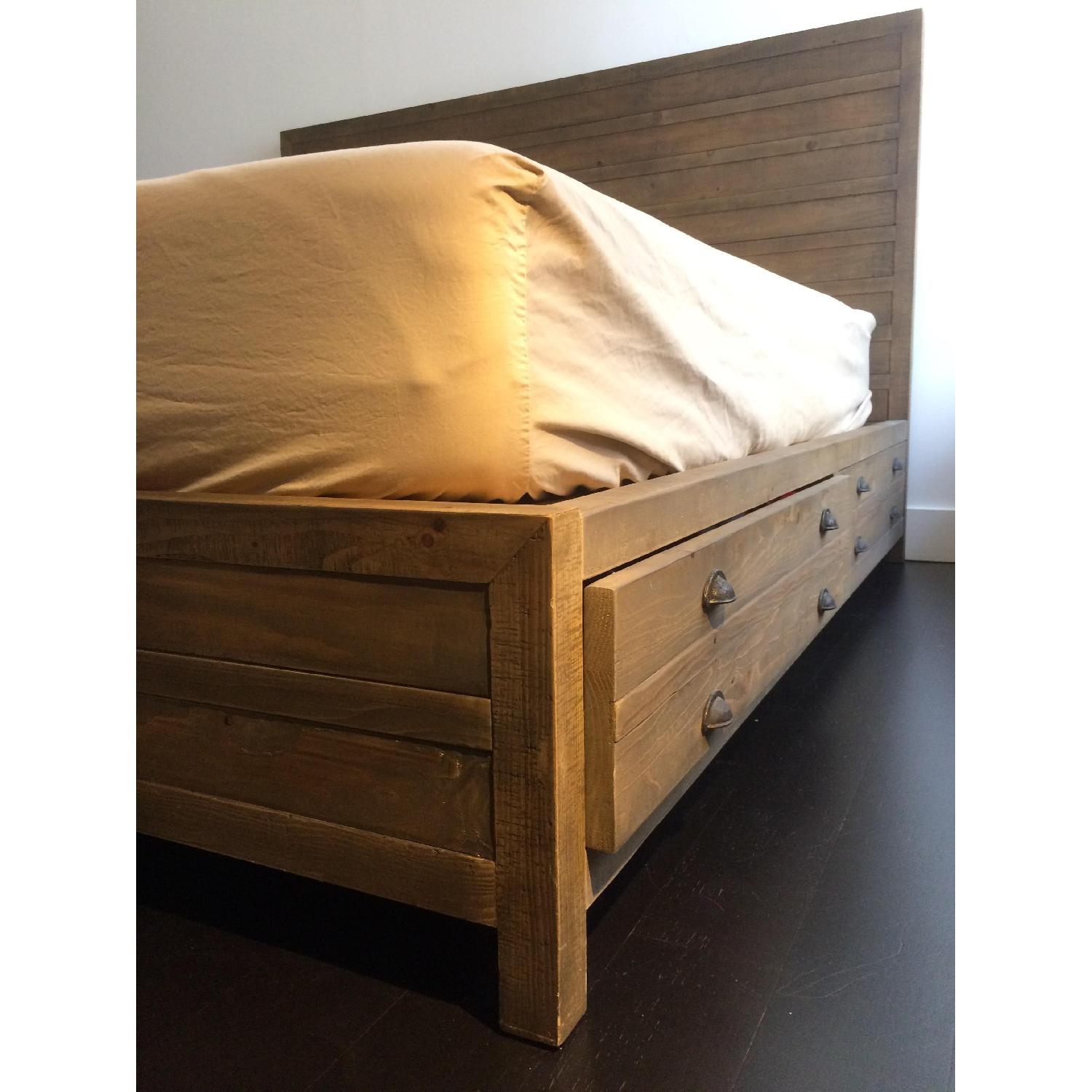 Restoration Hardware Printmaker's Antique Pine King Storage Bed Frame - image-2
