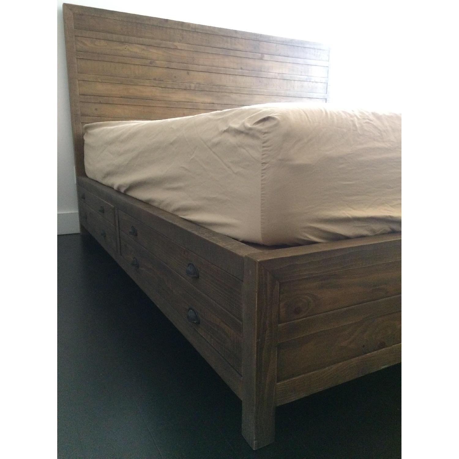 Restoration Hardware Printmaker's Antique Pine King Storage Bed Frame - image-3