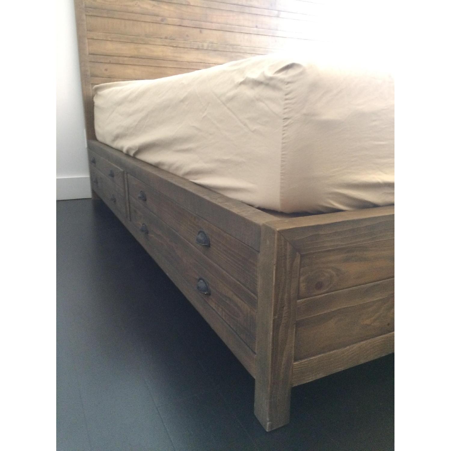 Restoration Hardware Printmaker's Antique Pine King Storage Bed Frame - image-5