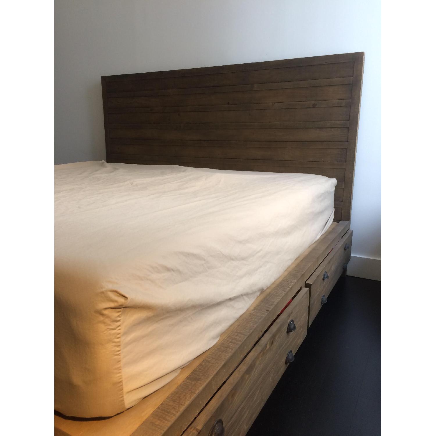 Restoration Hardware Printmaker's Antique Pine King Storage Bed Frame - image-6