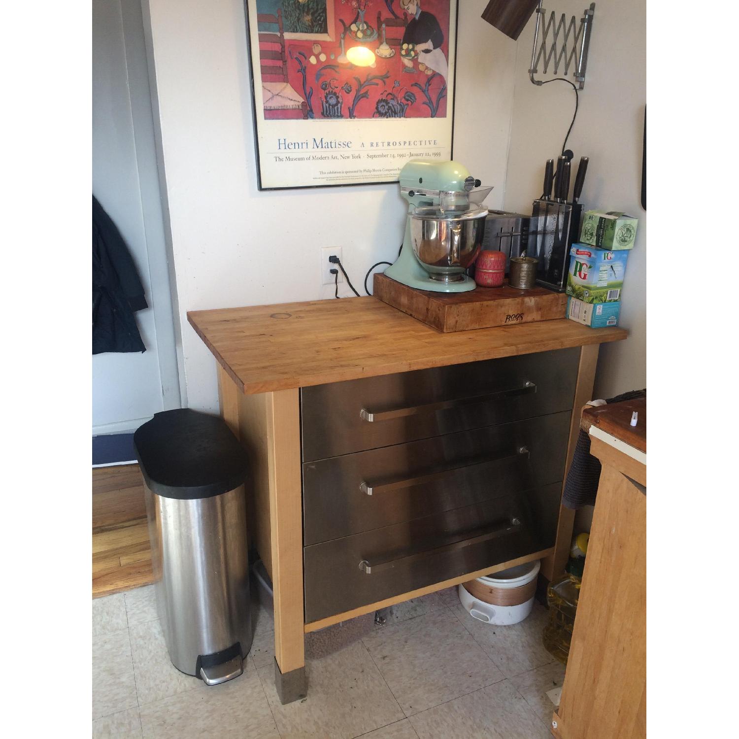 Ikea Stainless Steel Freestanding Kitchen Island Cabinet w/ Drawers - image-1