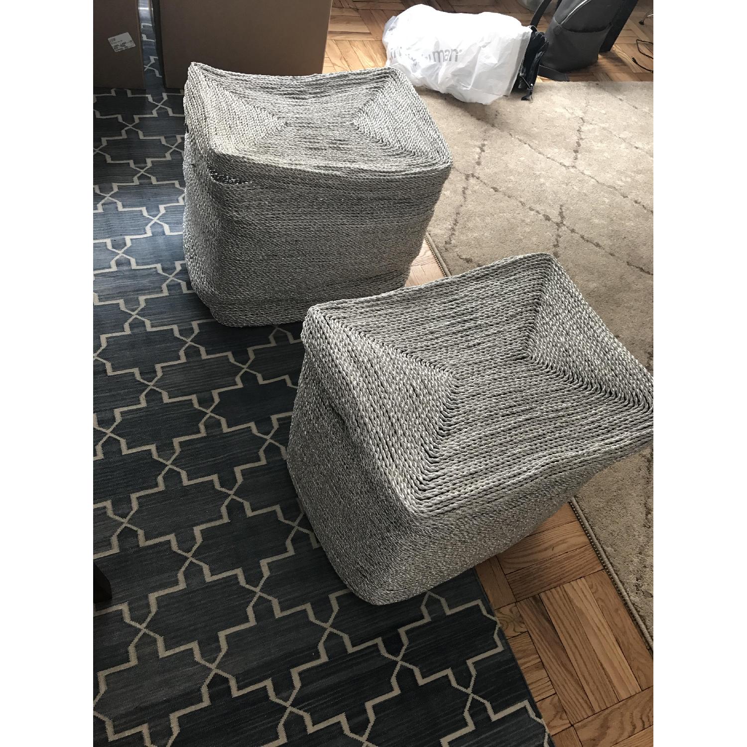 West Elm Metallic Woven Oversized Baskets w/ Silver Plastic - image-2