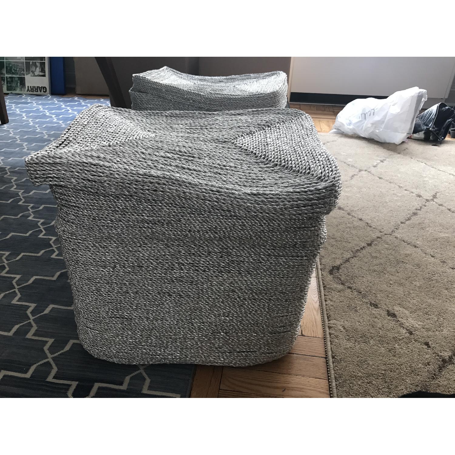 West Elm Metallic Woven Oversized Baskets w/ Silver Plastic - image-3