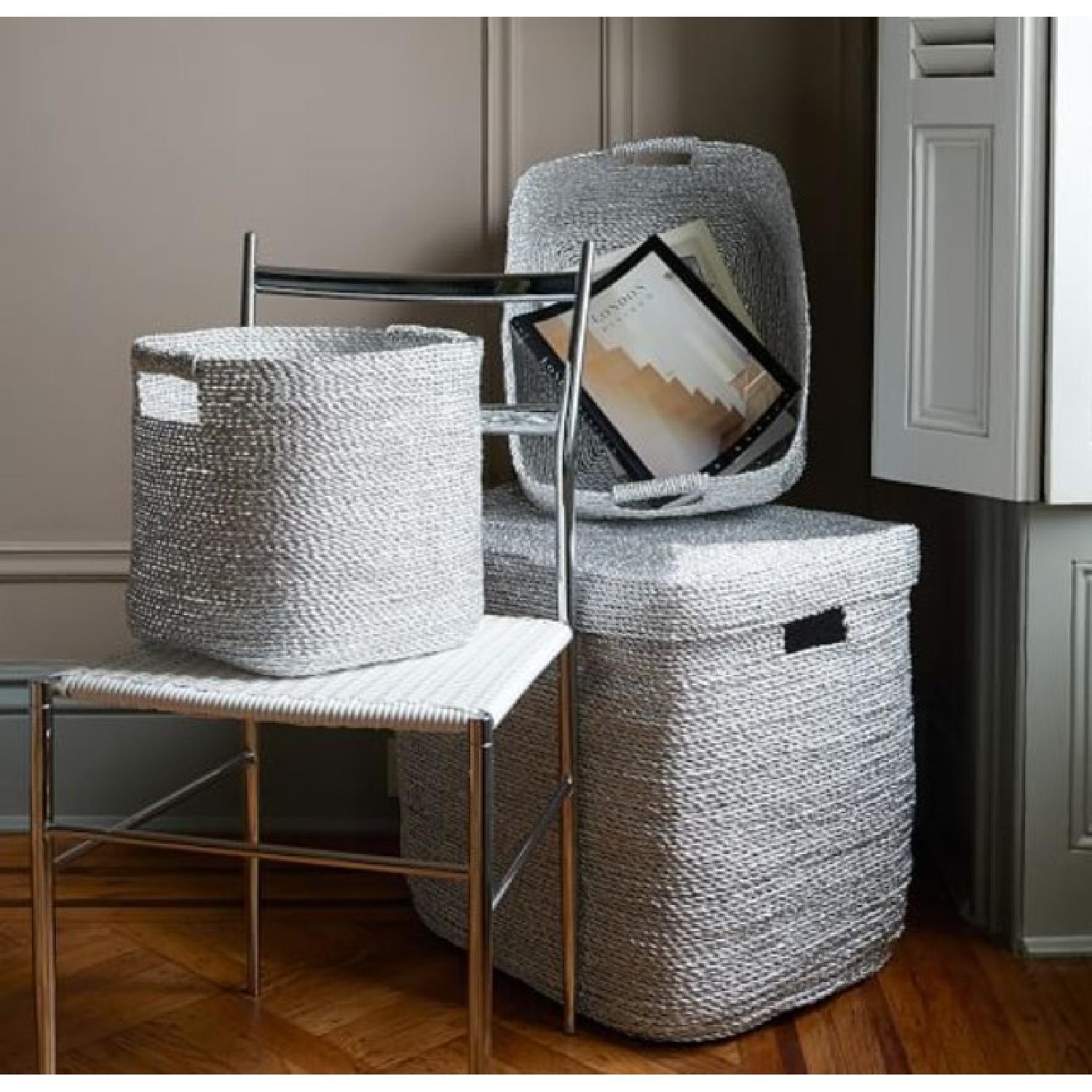 West Elm Metallic Woven Oversized Baskets w/ Silver Plastic - image-4