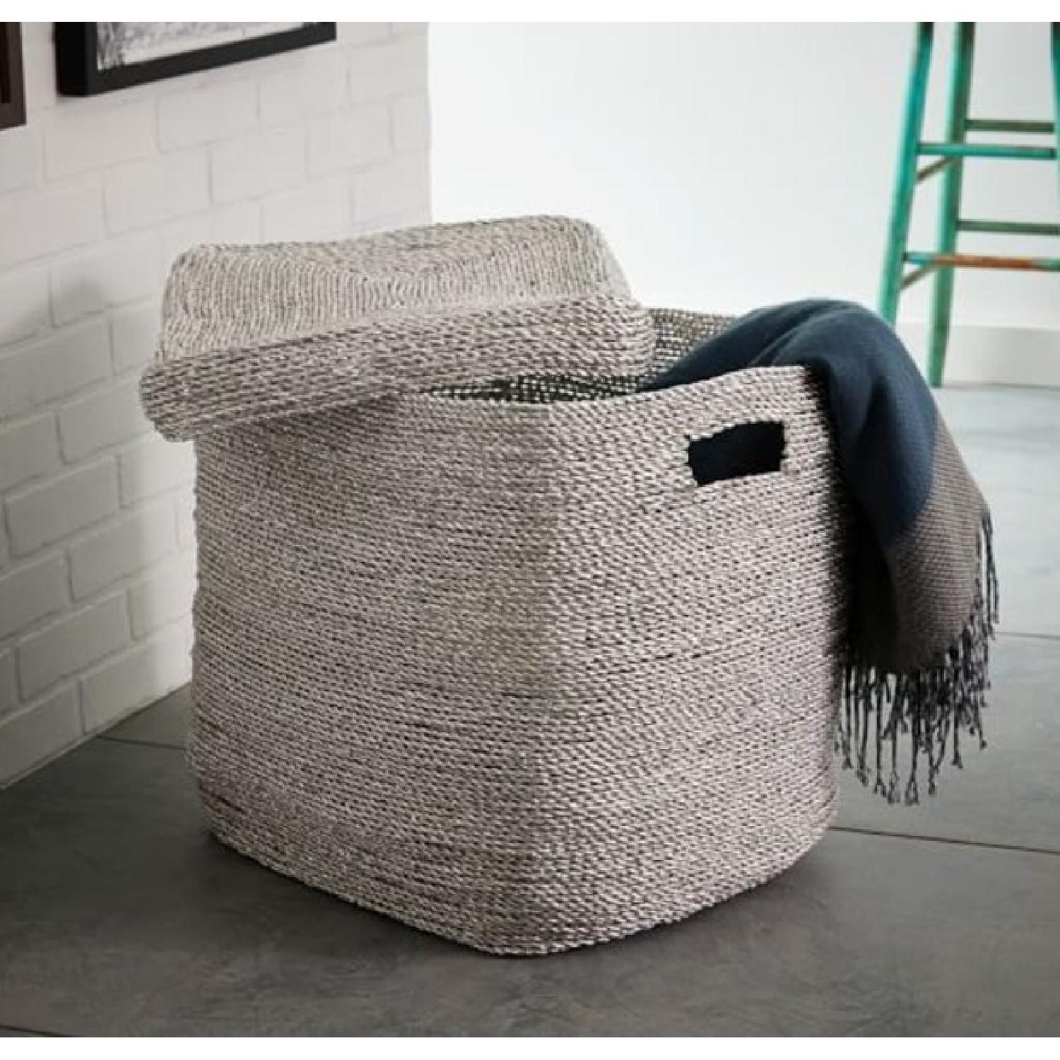 West Elm Metallic Woven Oversized Baskets w/ Silver Plastic - image-5