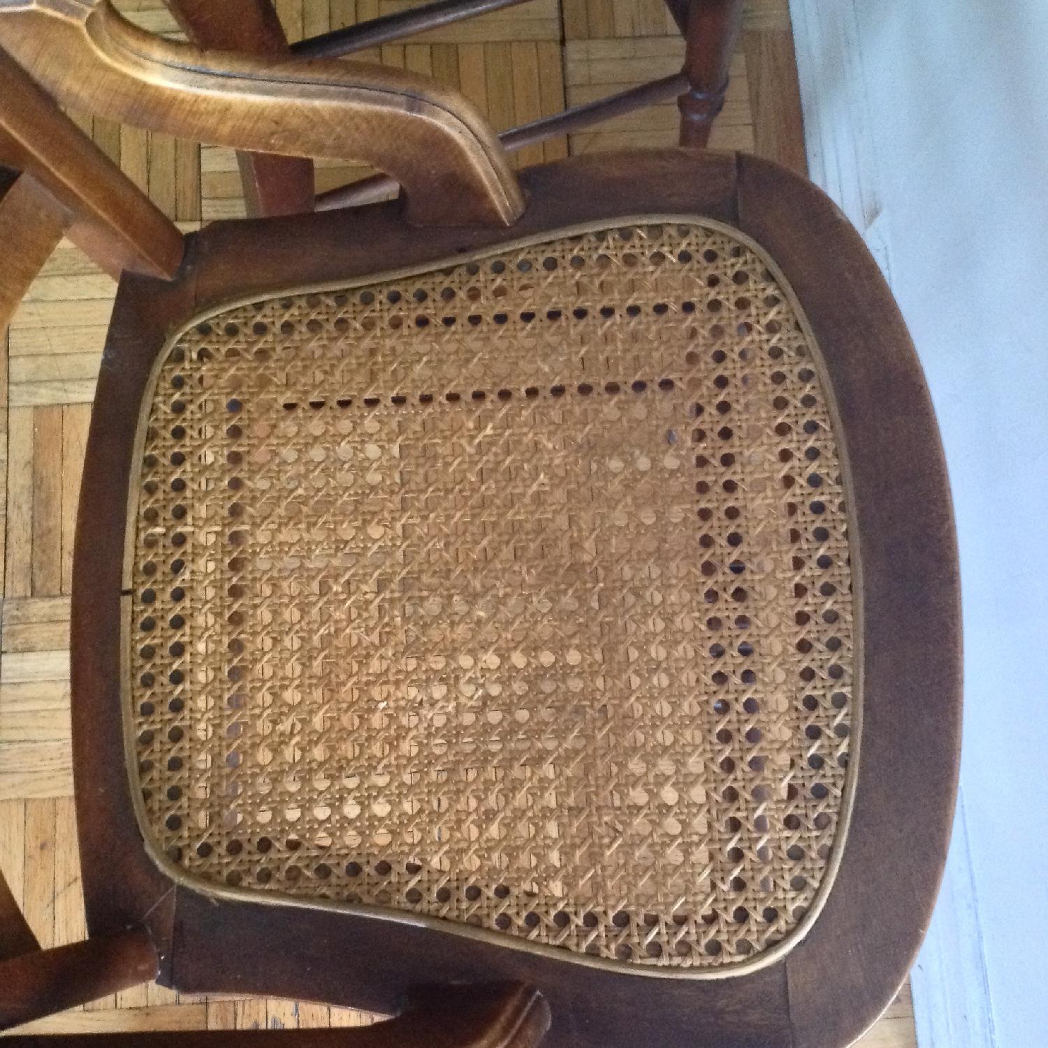 Antique Oak Wood Spindle-Back Chair w/ Newly Caned Seat - image-2