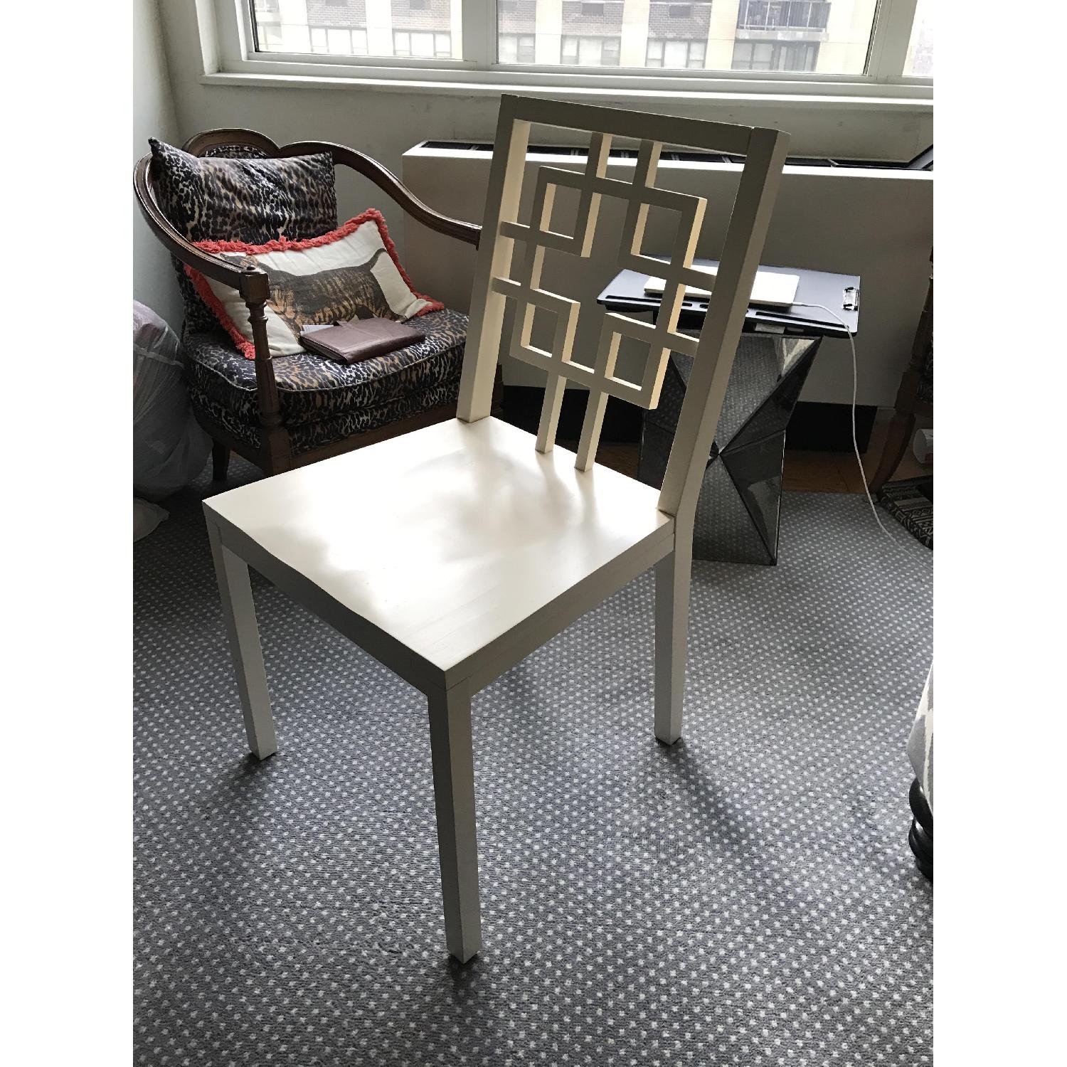 West Elm White Painted Modern Chinoiserie Style Wood Dining Chairs - image-2