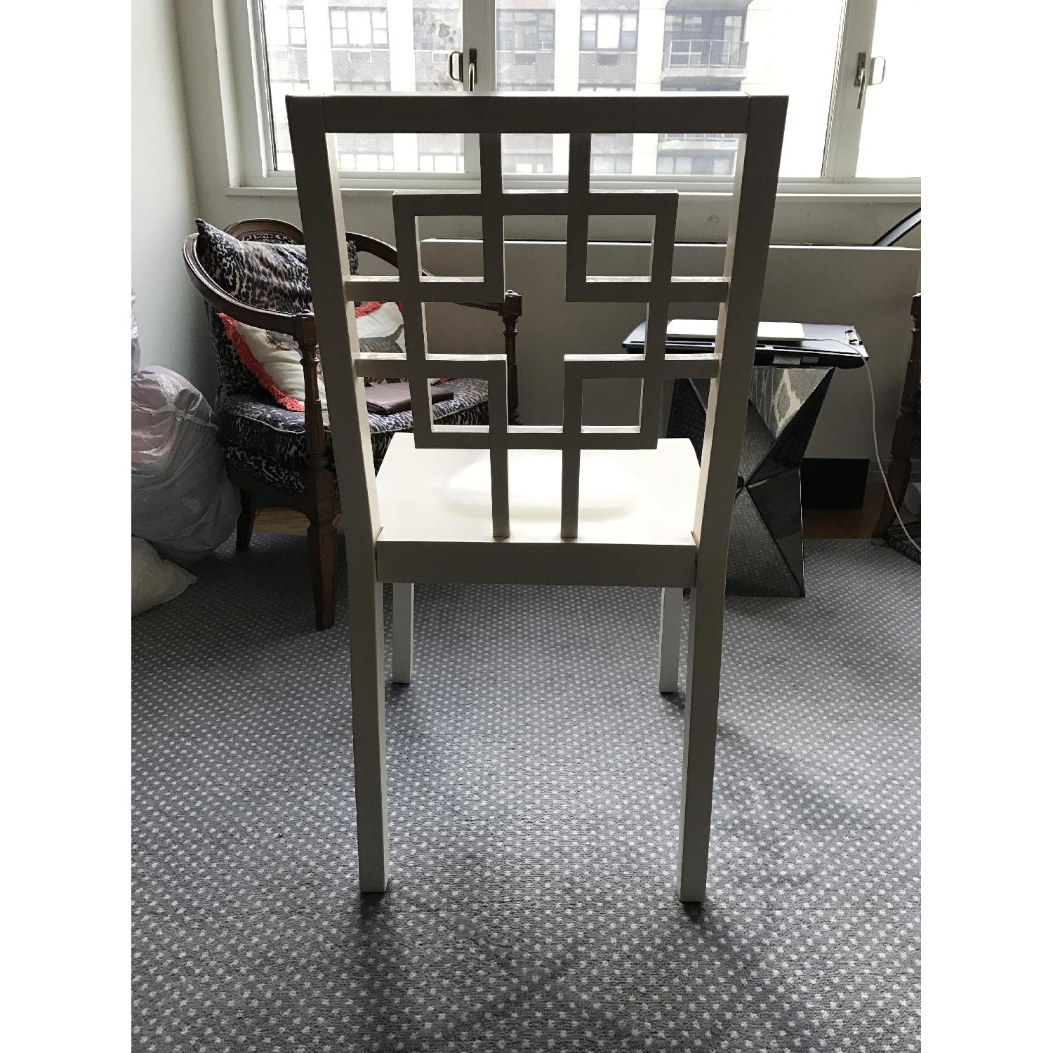 West Elm White Painted Modern Chinoiserie Style Wood Dining Chairs - image-3