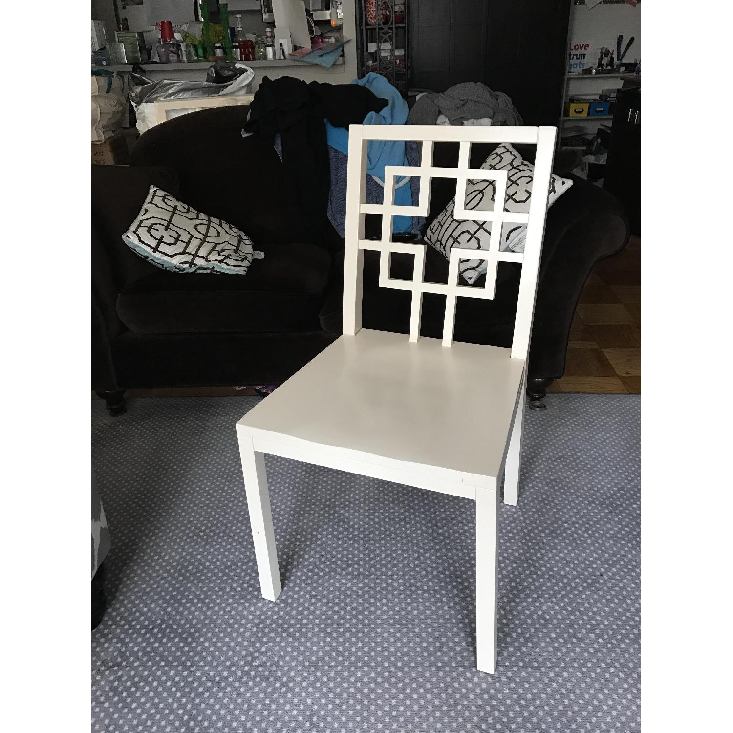 West Elm White Painted Modern Chinoiserie Style Wood Dining Chairs - image-6