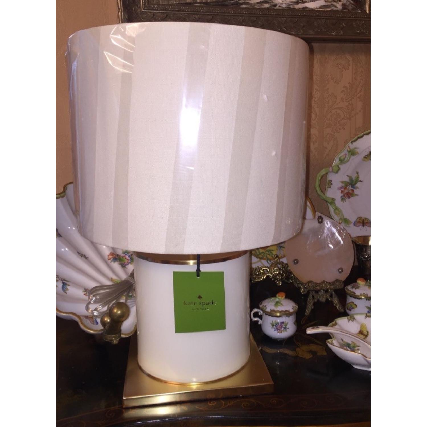 Kate Spade Cream Glass Cylinder Table Lamp w/ Cream Shade - image-1