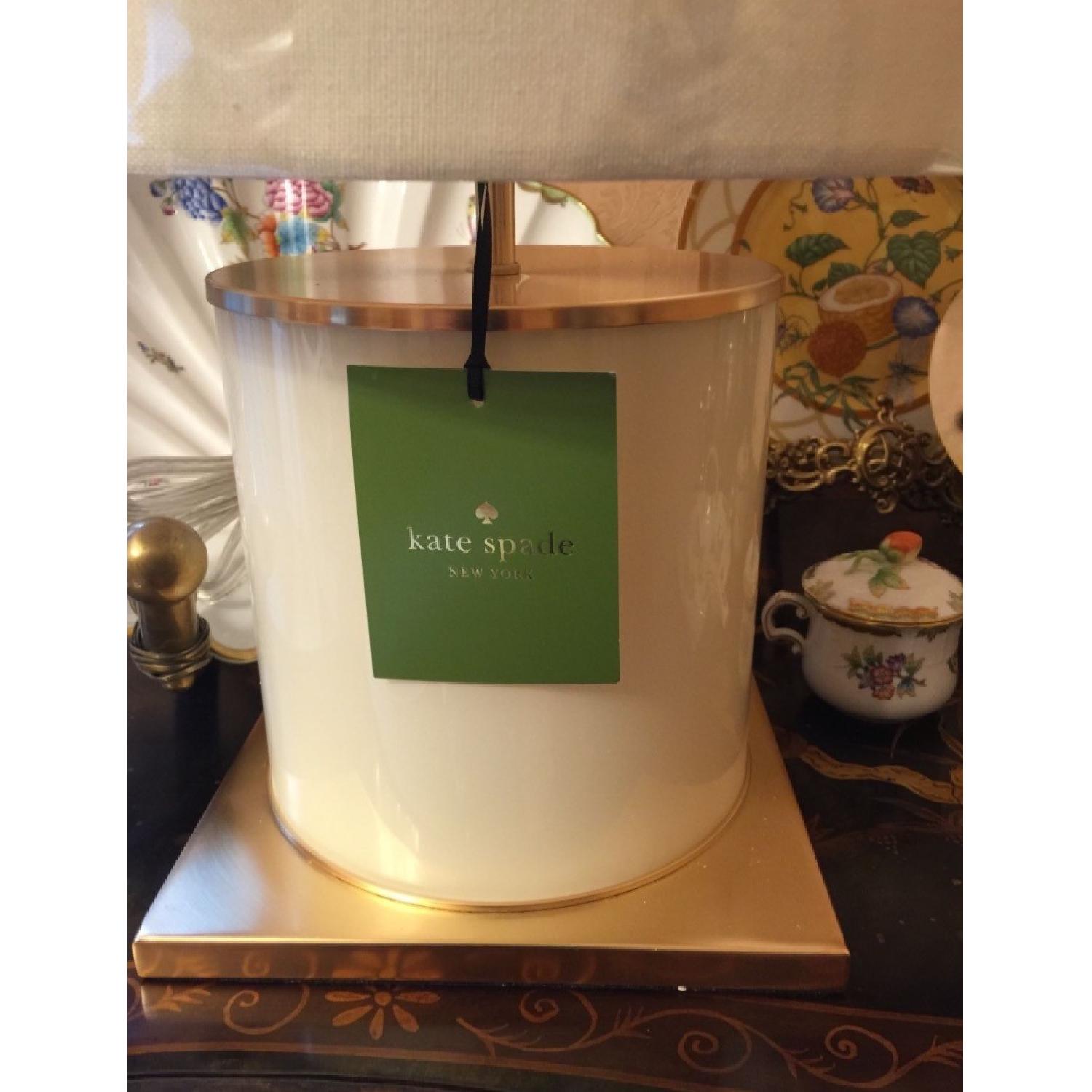 Kate Spade Cream Glass Cylinder Table Lamp w/ Cream Shade - image-2