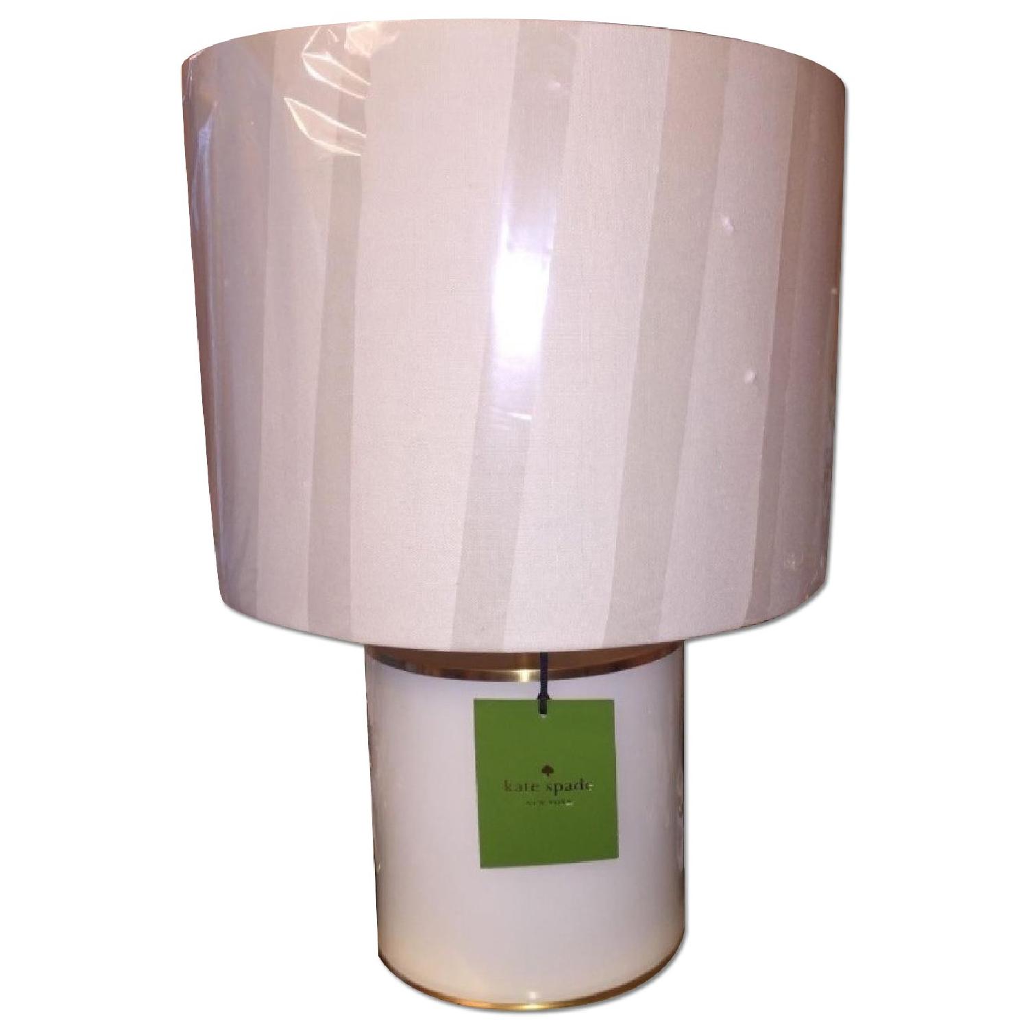 Kate Spade Cream Glass Cylinder Table Lamp w/ Cream Shade - image-0