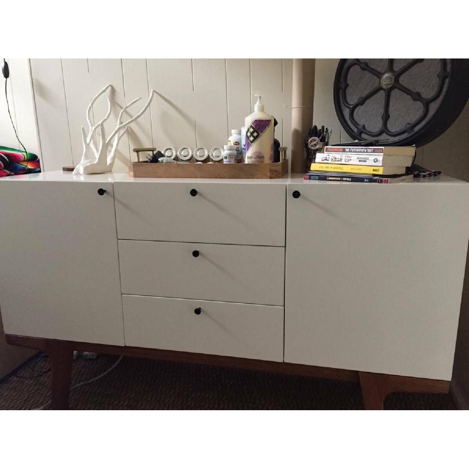 West Elm Modern Buffet/Media Console in Pecan/White - image-1