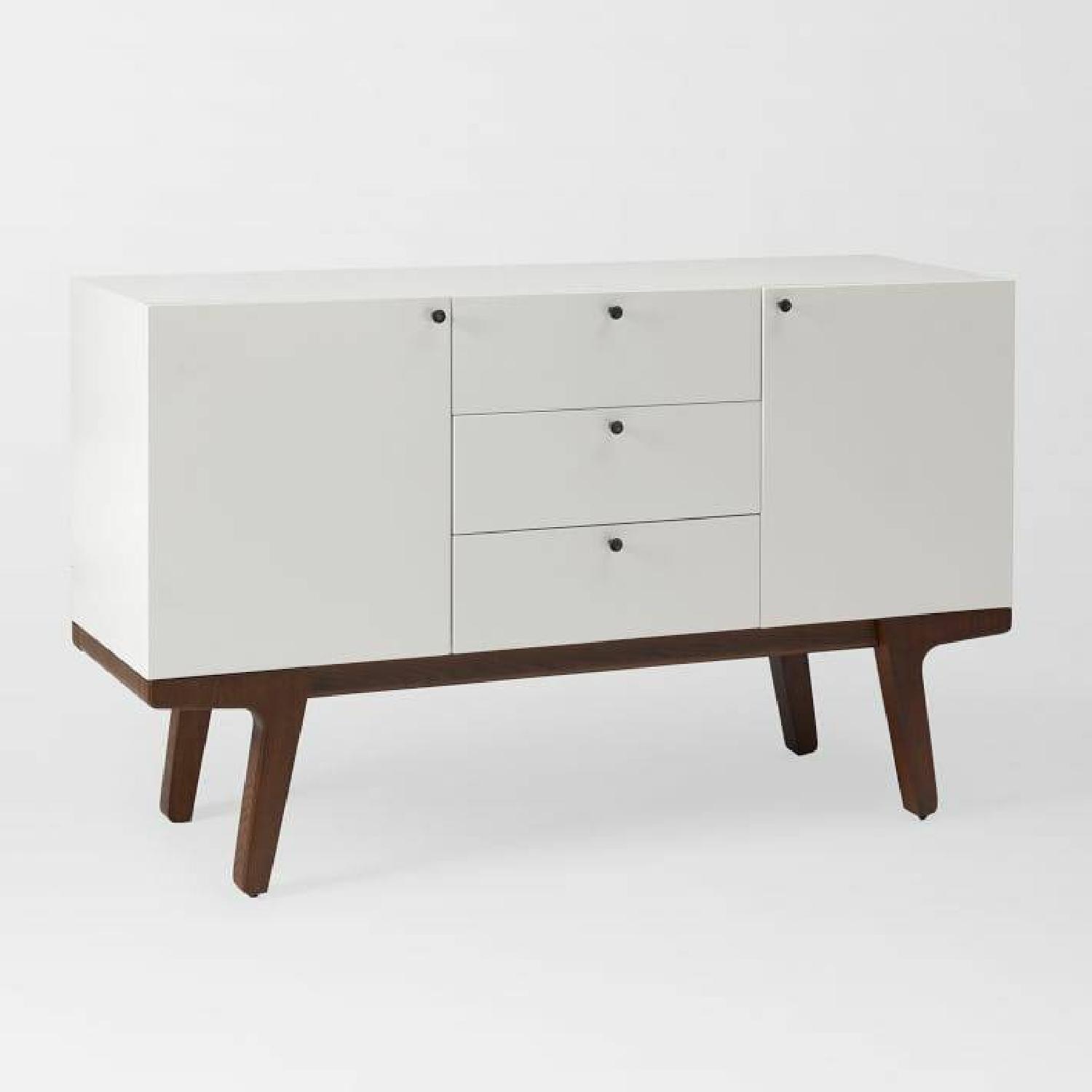 West Elm Modern Buffet/Media Console in Pecan/White - image-2