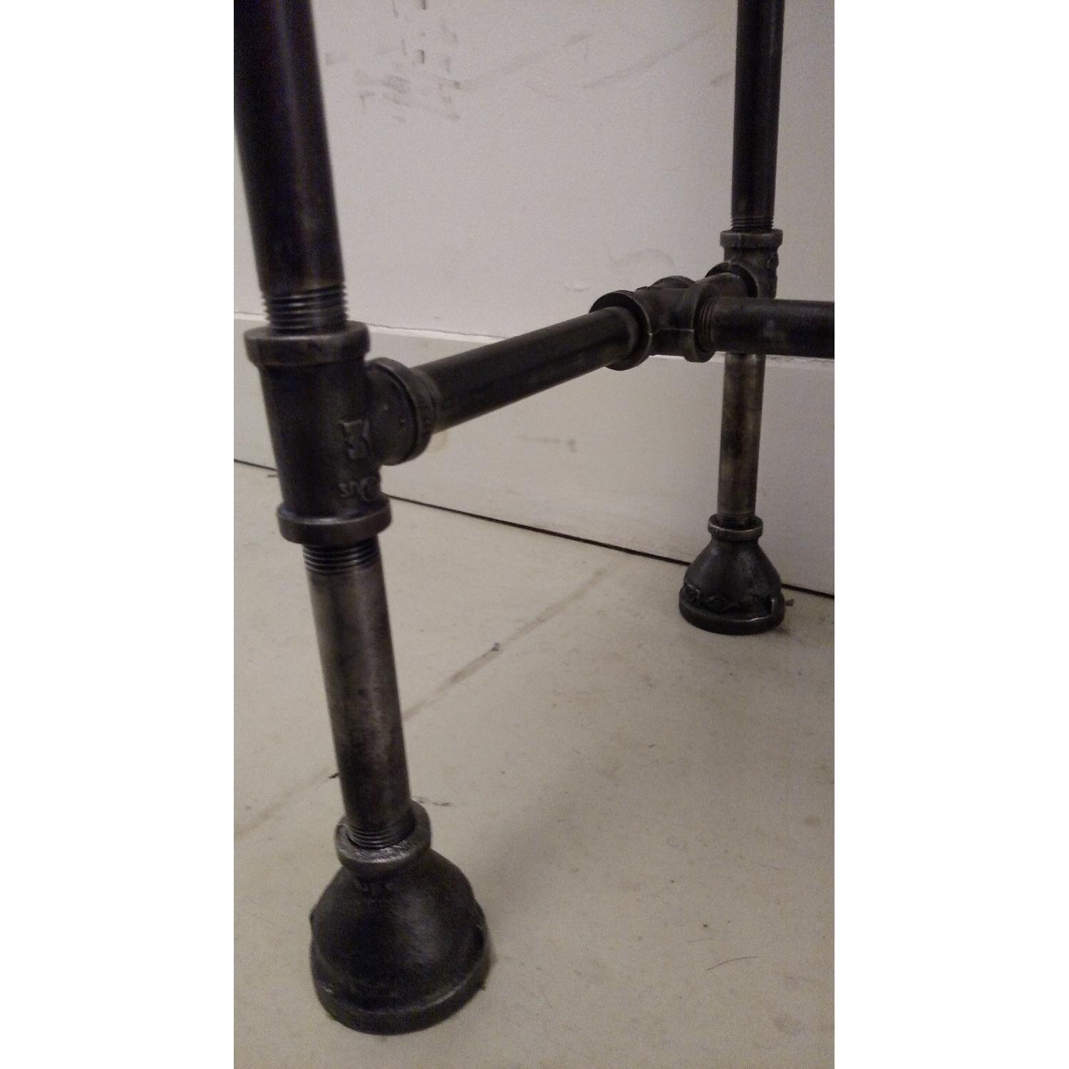 Oak Slab & Cast Iron Pipe Table - image-5