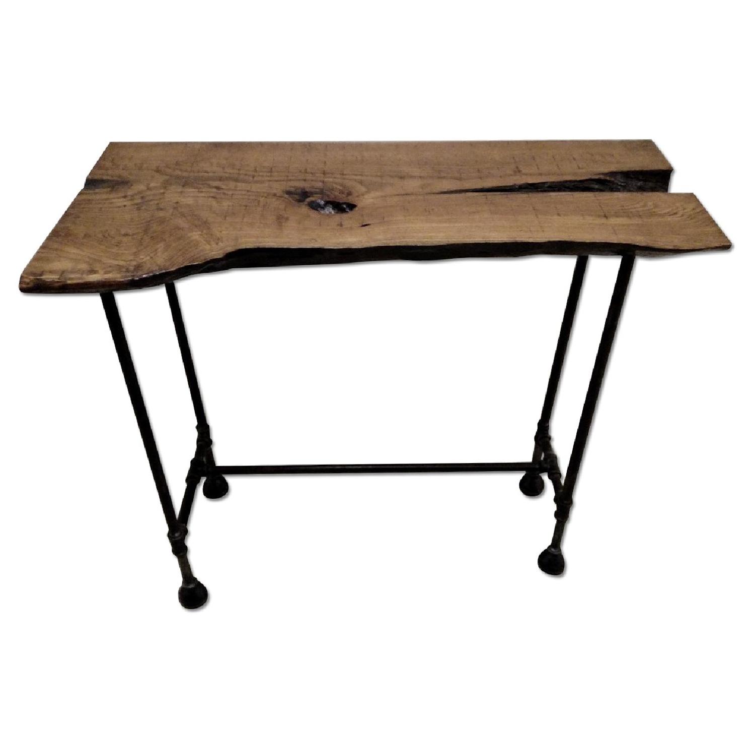 Oak Slab & Cast Iron Pipe Table - image-6