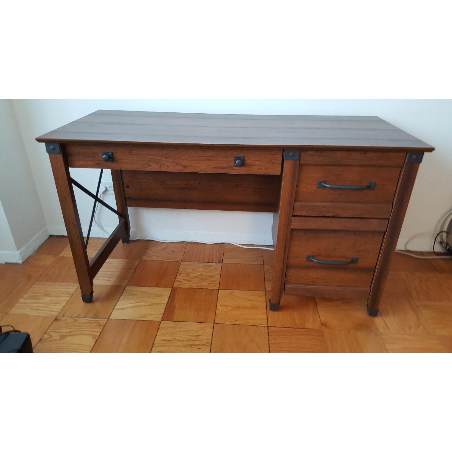 Sauder Modern Rustic Computer Desk w/ Drawers - image-1