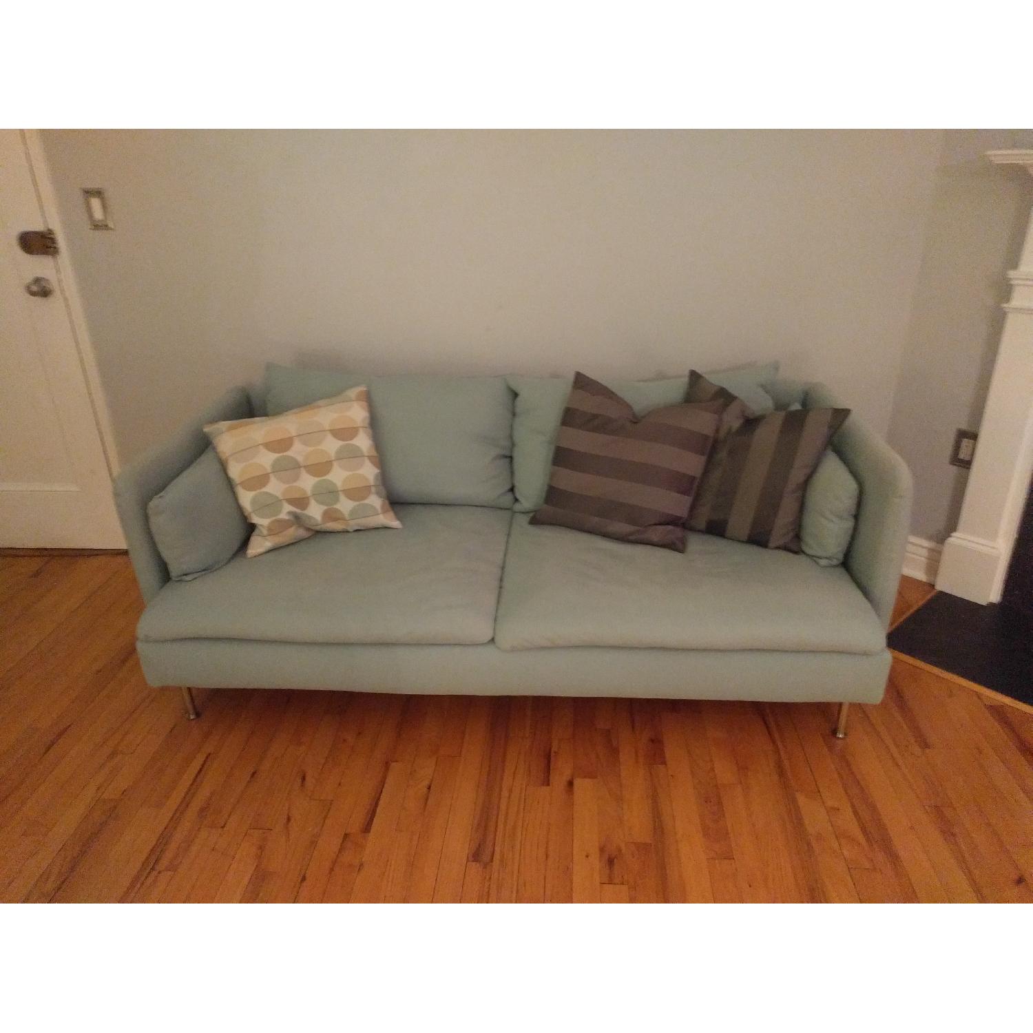 Ikea Light Blue Fabric Sofa AptDeco