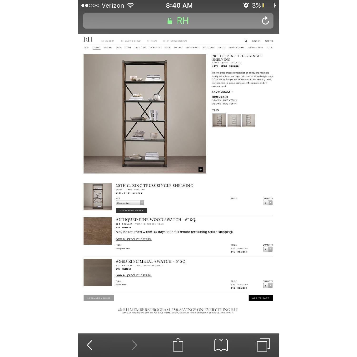 Restoration Hardware Zinc Truss Shelving AptDeco