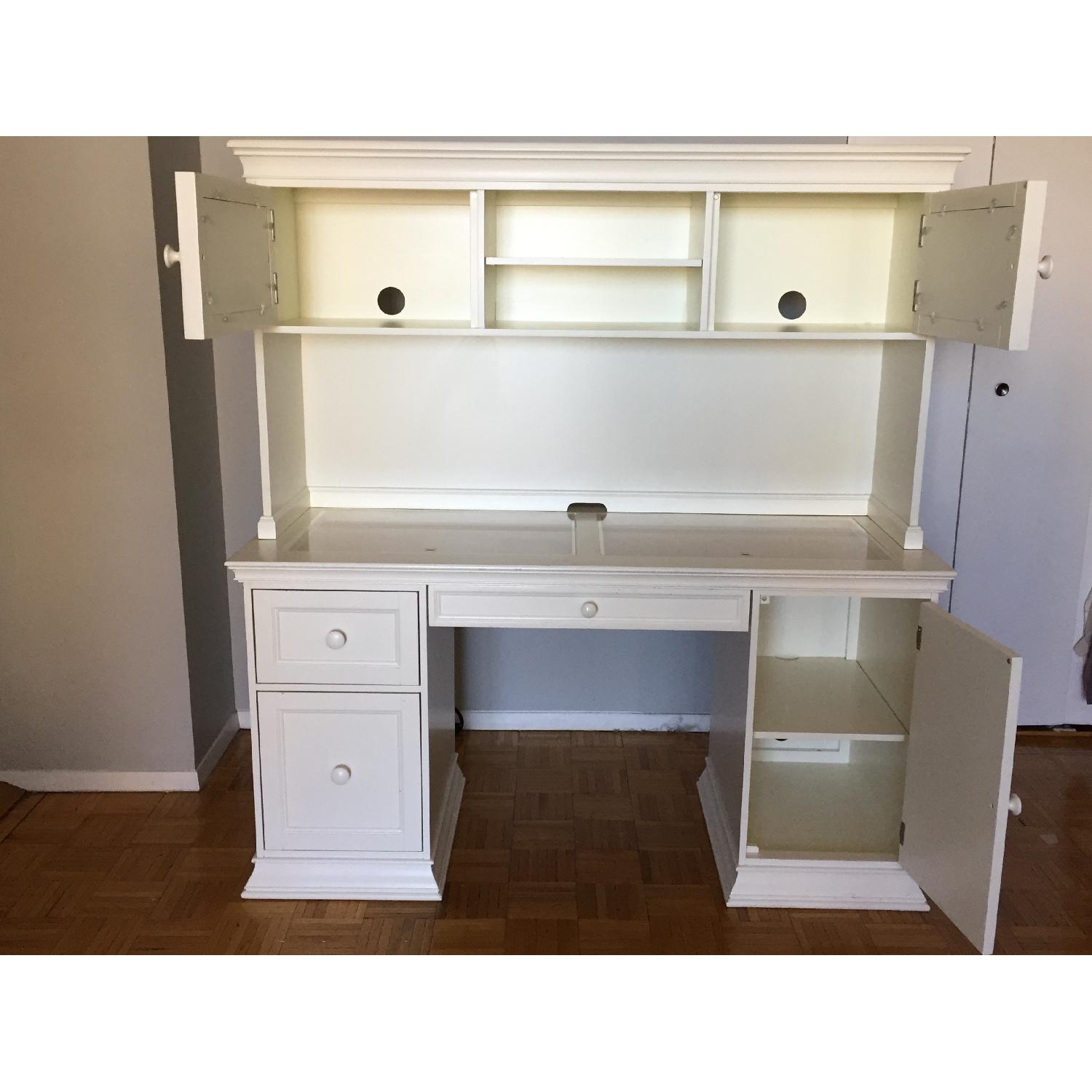 Pottery Barn Teen White/Cork Desk & Hutch w/ Smart Drawer - image-5