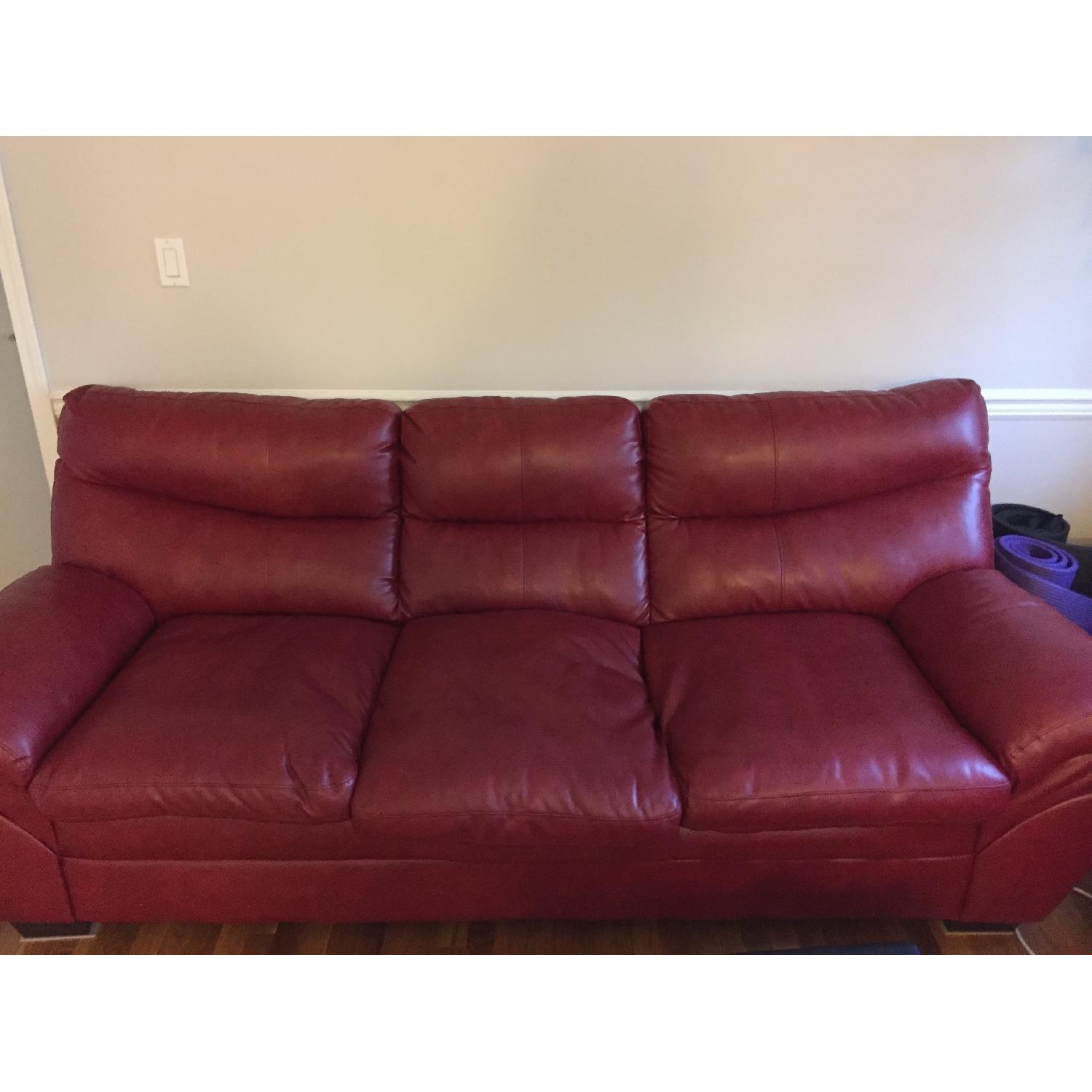 Red Faux Leather 3 Seater Sofa + 2 Seater Sofa - image-6