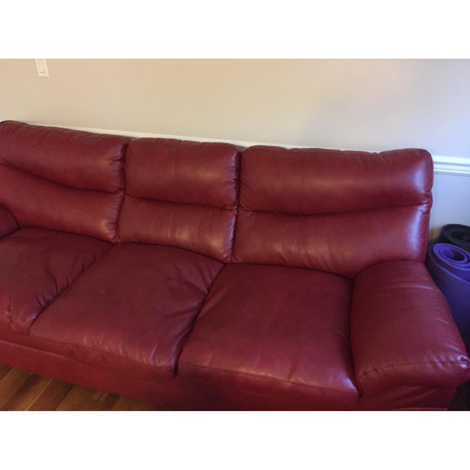 Red Faux Leather 3 Seater Sofa + 2 Seater Sofa - image-7