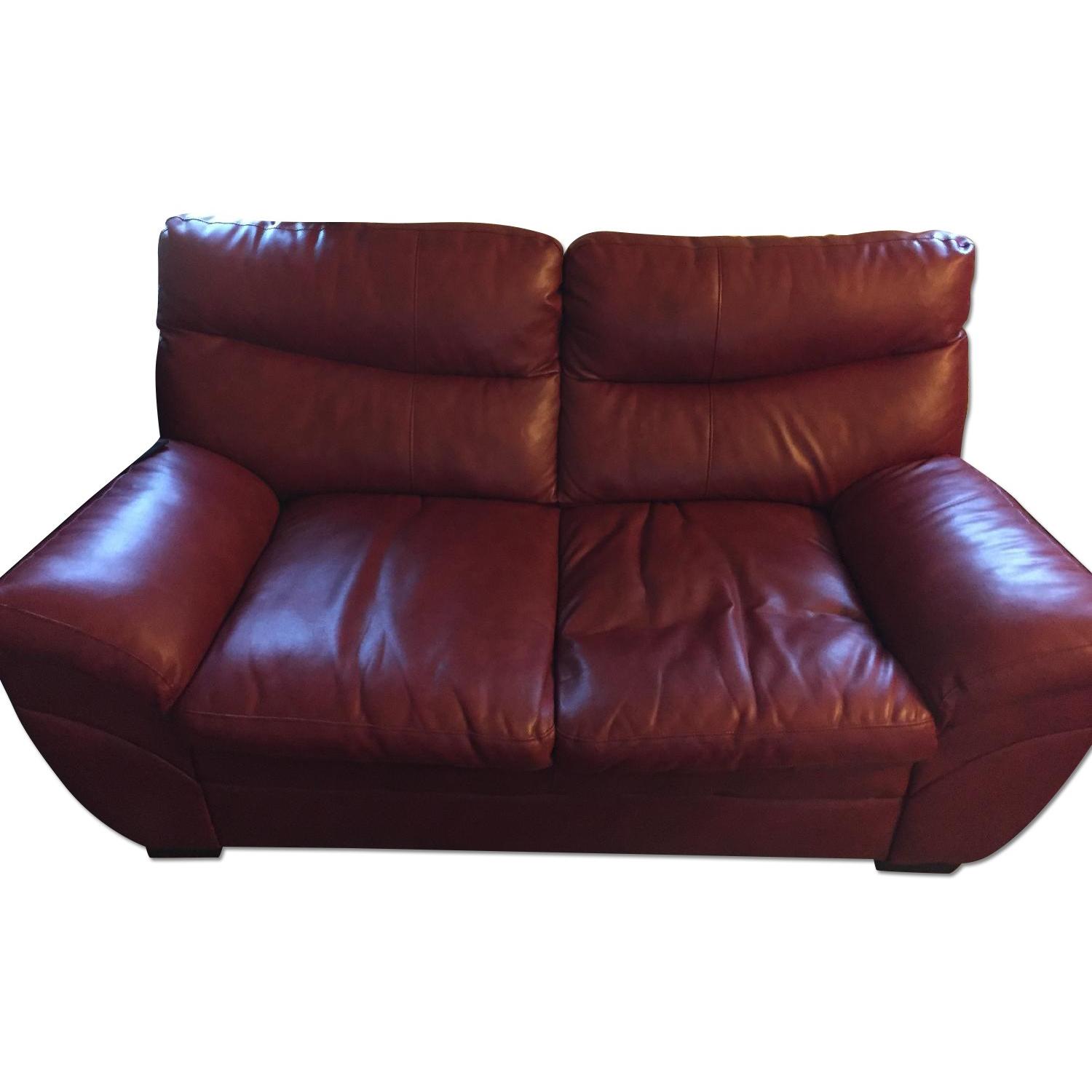 Red Faux Leather 3 Seater Sofa + 2 Seater Sofa - image-8