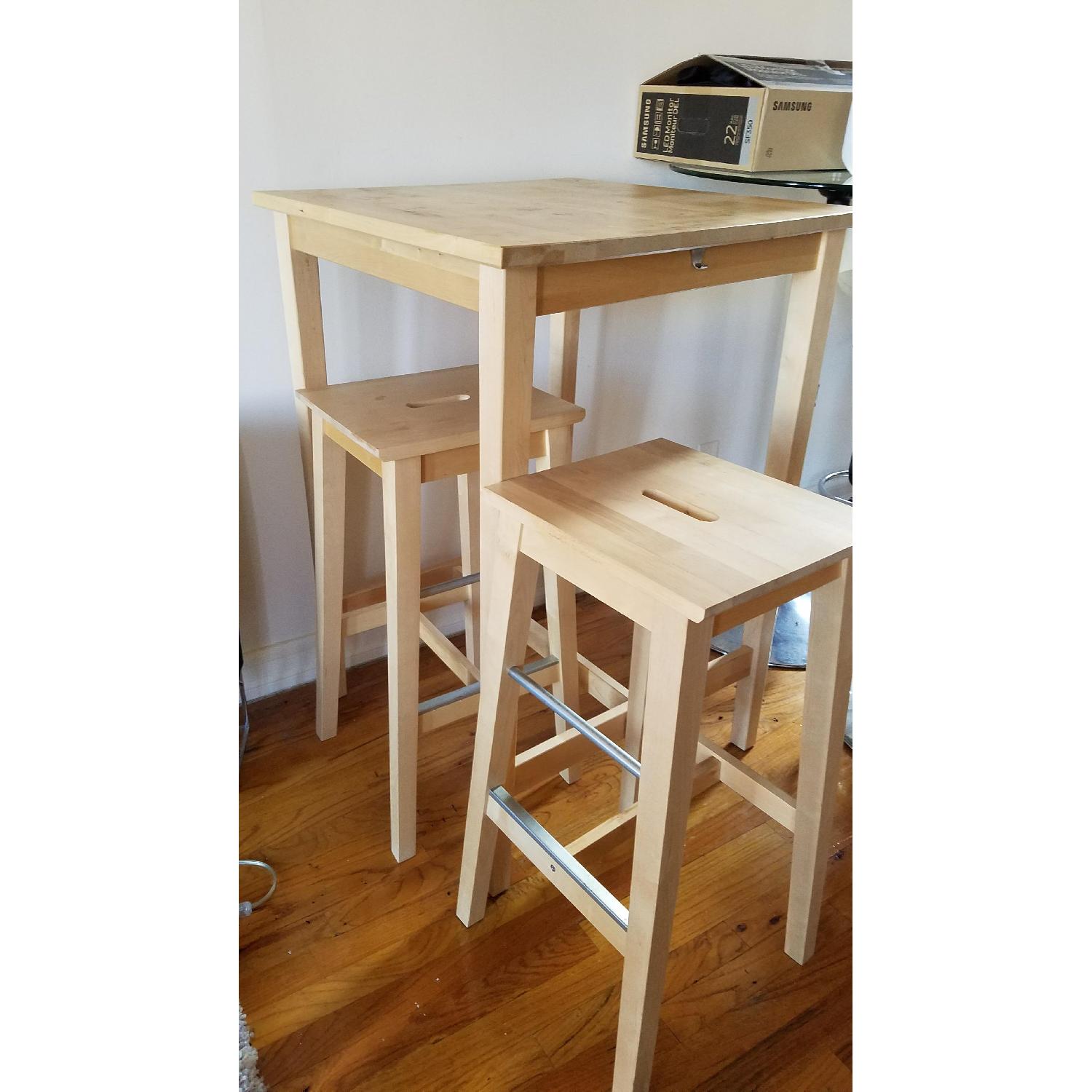 Ikea Bar Table w/ 2 Bar Stools - image-1
