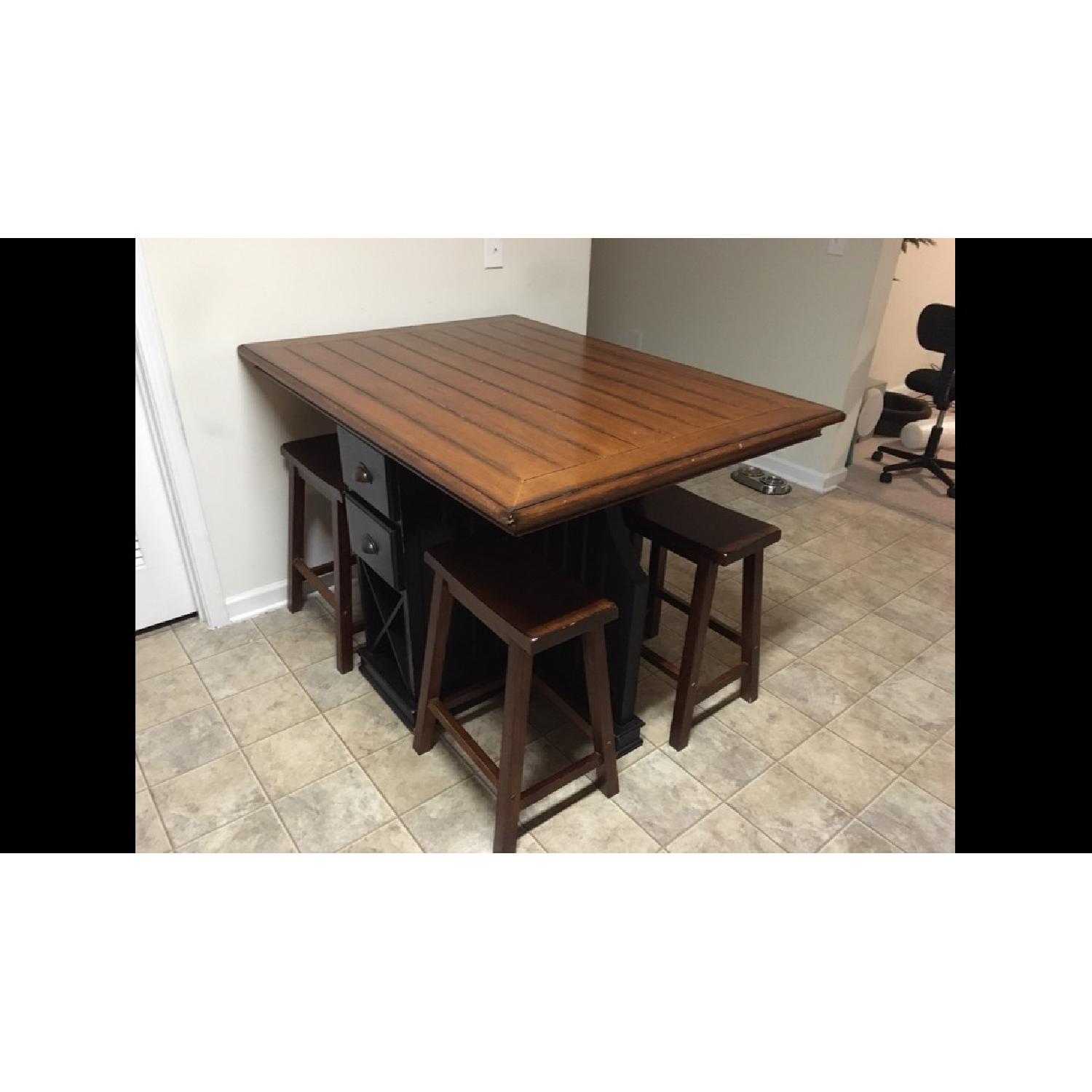Counter Height Table w/ Storage/Wine Rack & 4 Stools - image-2