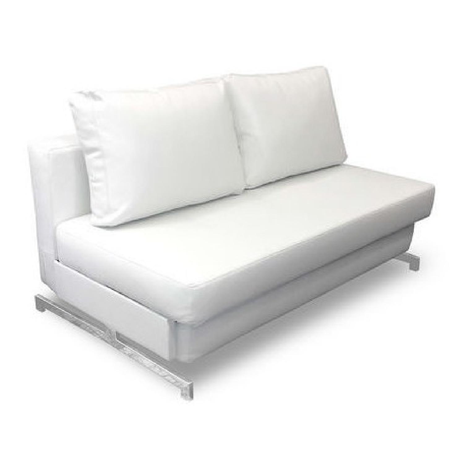 Modern White Leather Sleeper Sofa - image-1