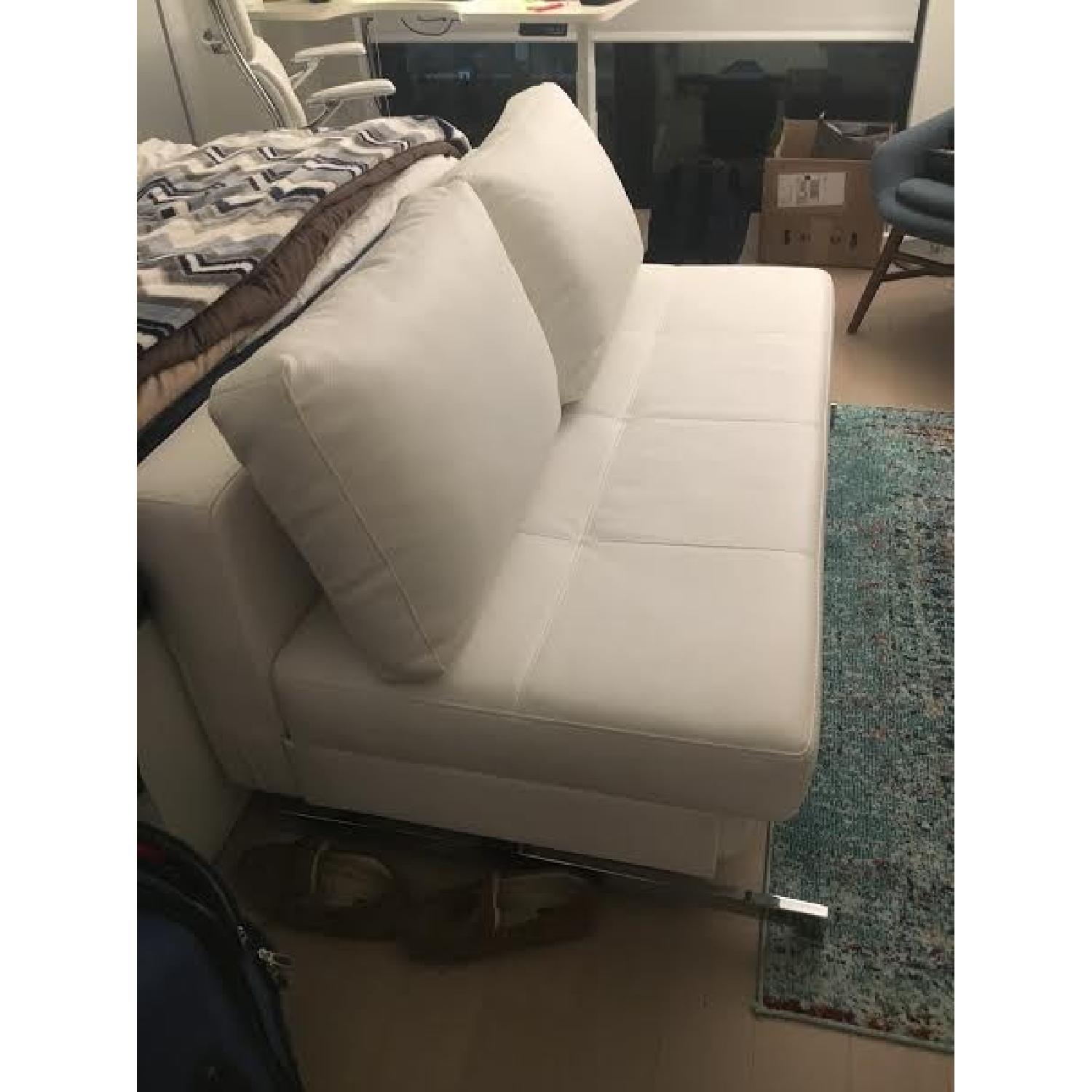 Modern White Leather Sleeper Sofa - image-2