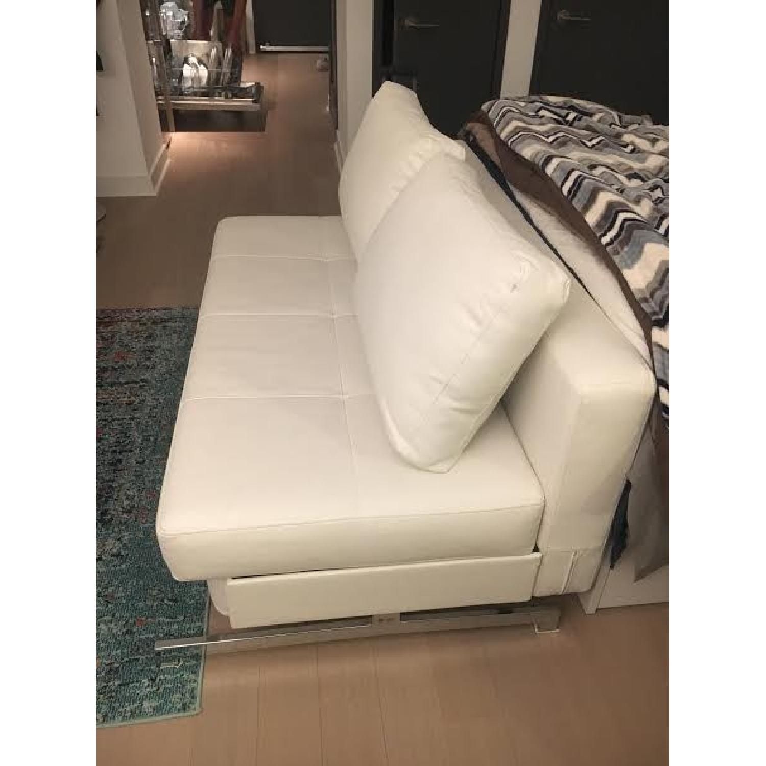 Modern White Leather Sleeper Sofa - image-3