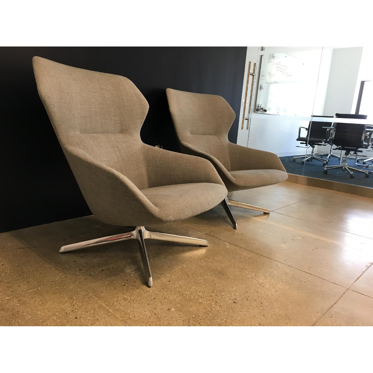 Davis Ginkgo Lounge Chairs w/ Polished Aluminum Fixed Base - image-2