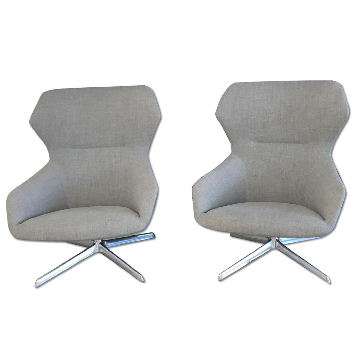 Davis Ginkgo Lounge Chairs w/ Polished Aluminum Fixed Base - image-0