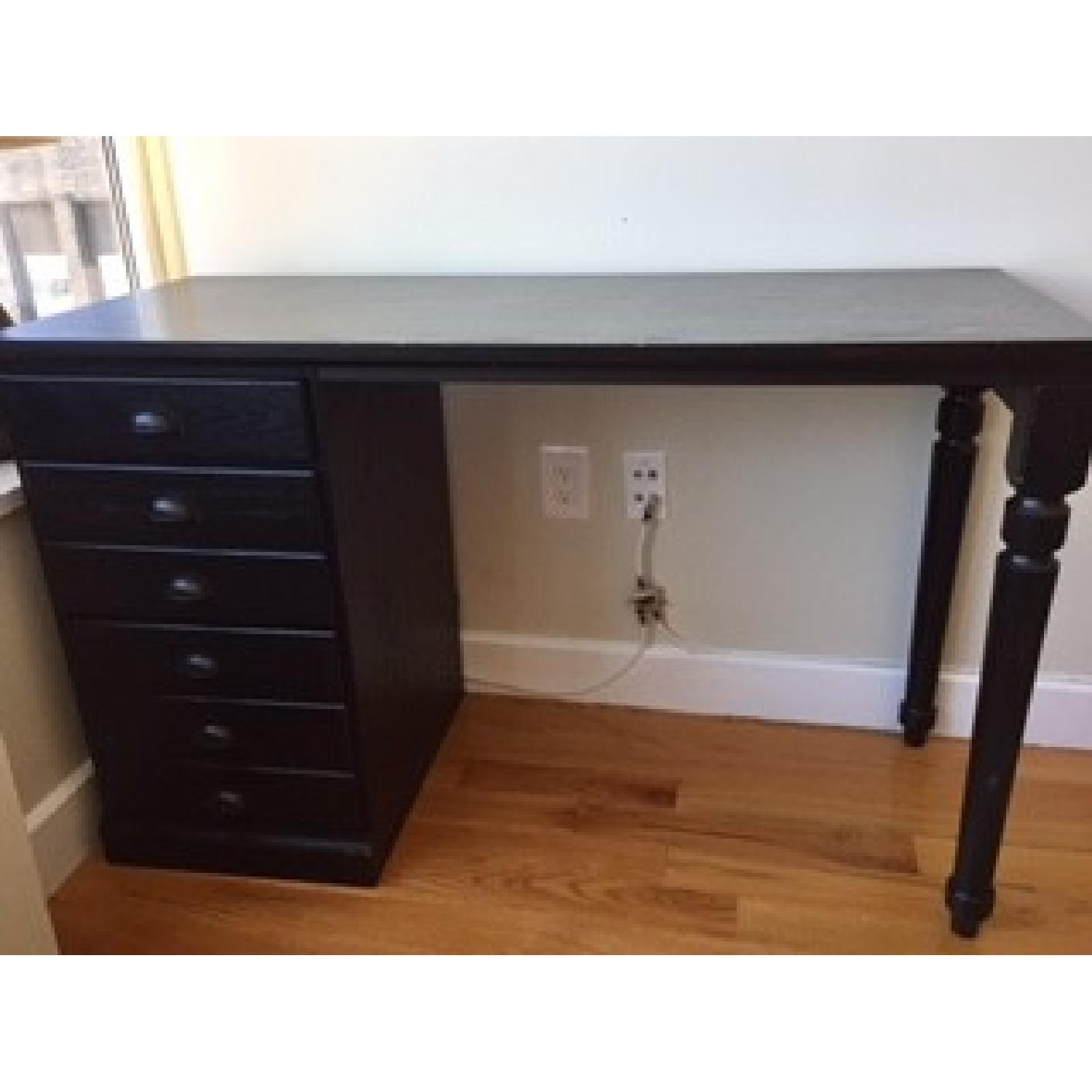 Pottery Barn Black Desk w/ Side Drawers - image-1