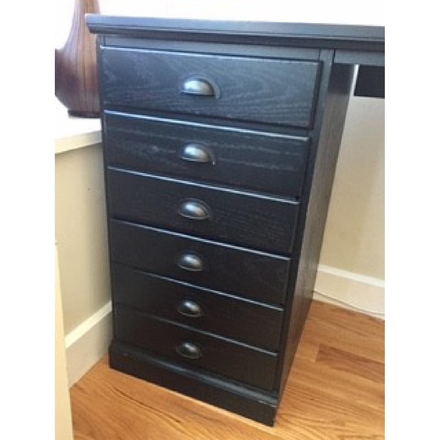 Pottery Barn Black Desk w/ Side Drawers - image-2