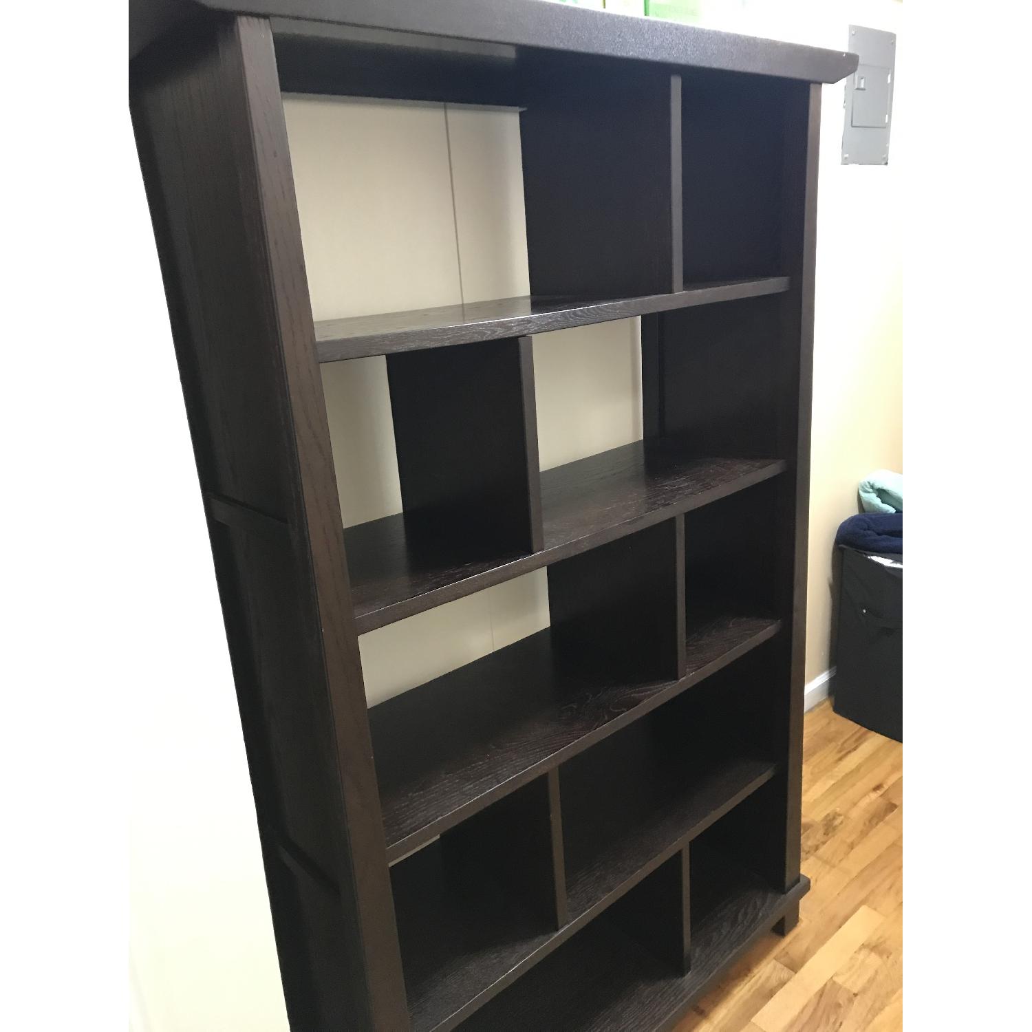 Large Dark Wood Shelving Unit AptDeco