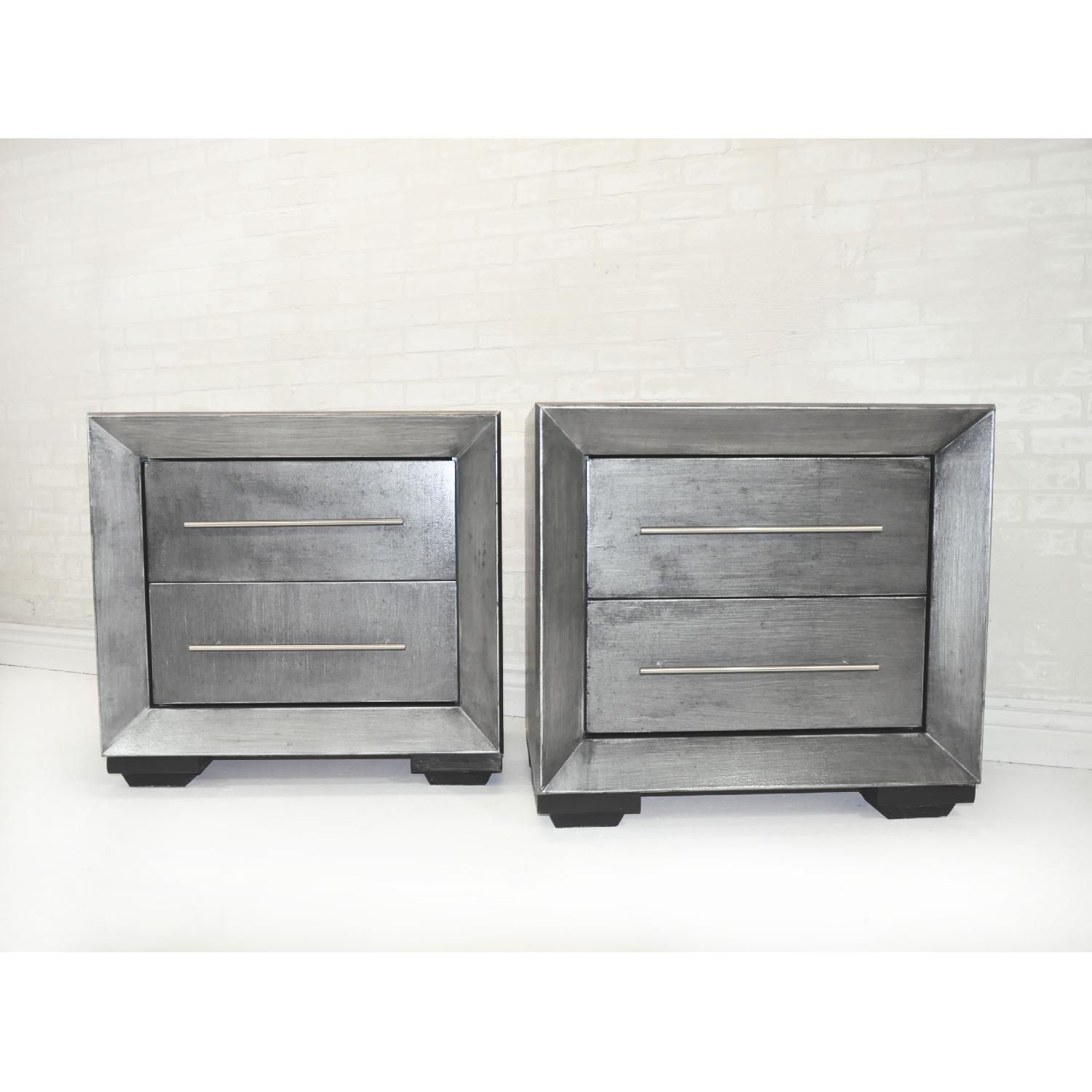Zinc Finish Modern Nightstands AptDeco