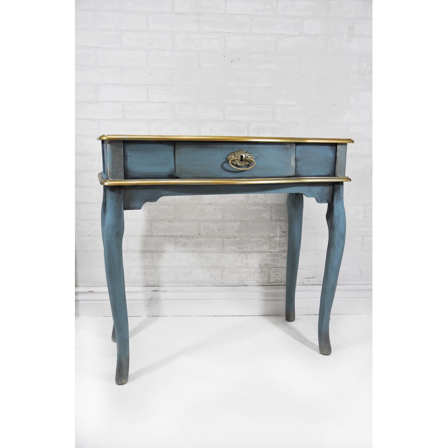 Teal & Gold Antiqued Make Up Vanity - image-1
