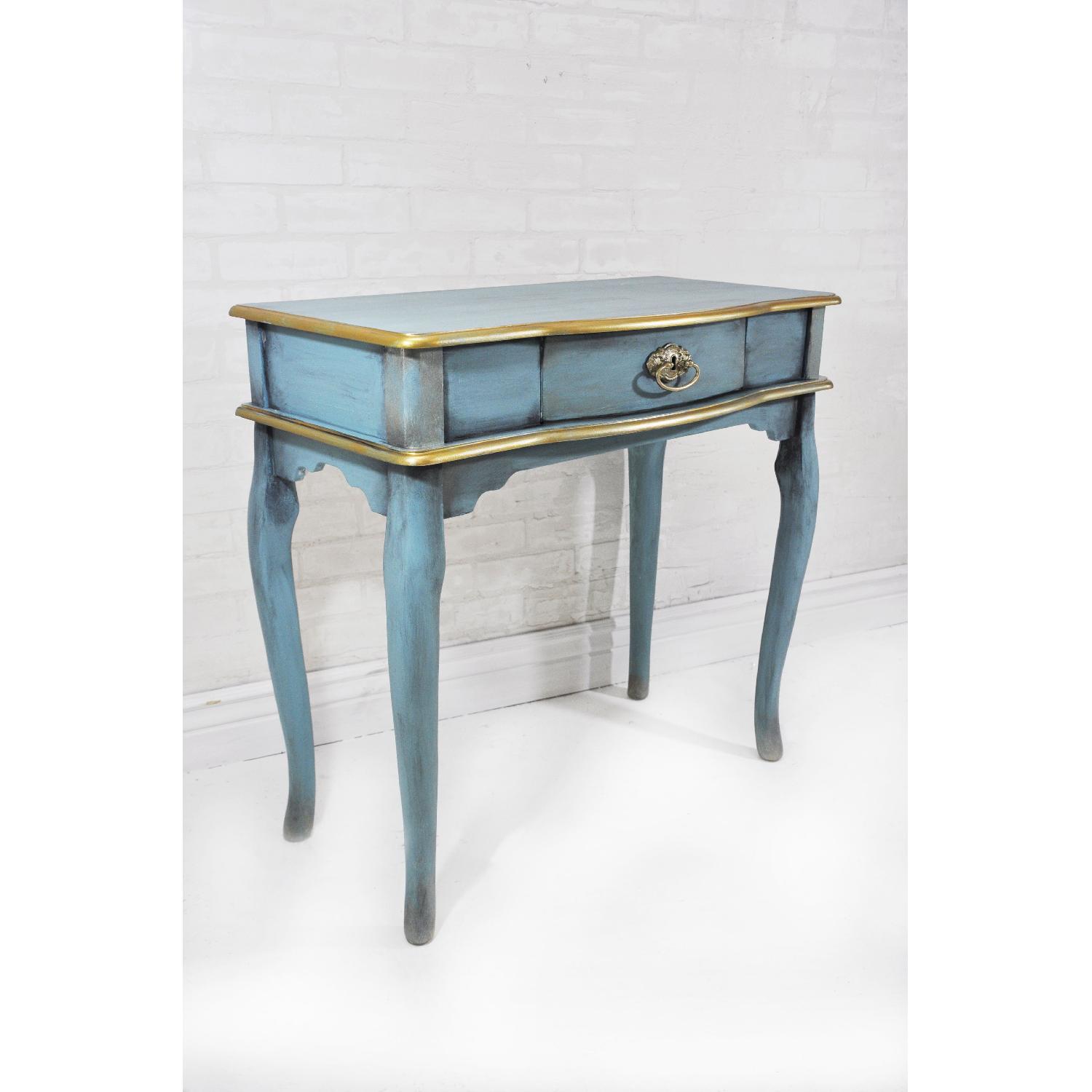 Teal & Gold Antiqued Make Up Vanity - image-2