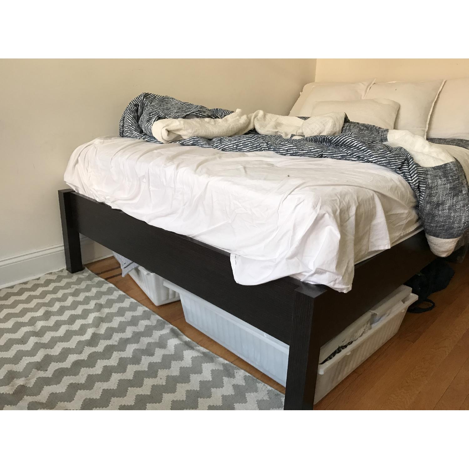 Ikea Nyvoll Full Size Bed Frame w/ Wood Slats AptDeco