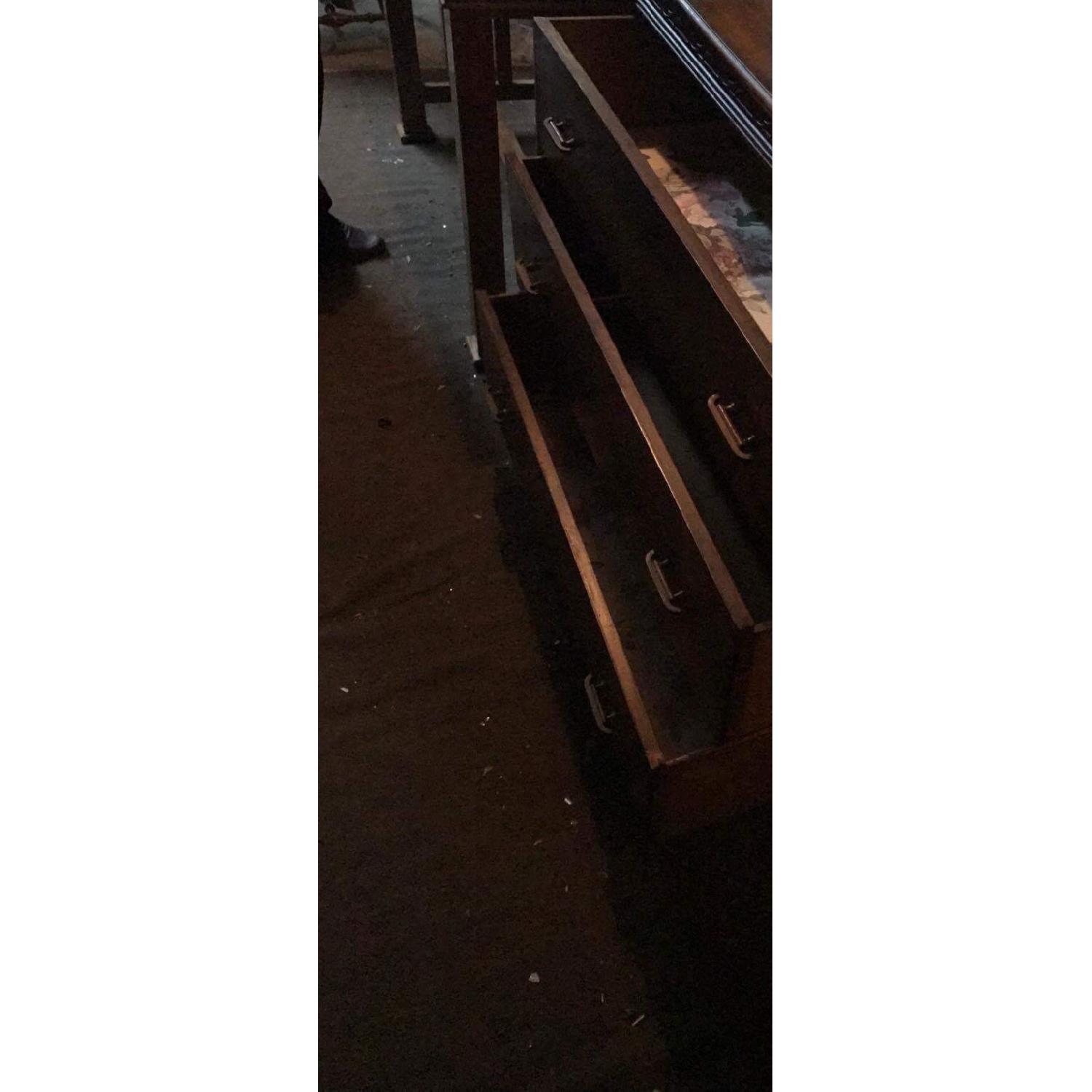 Antique 1930s Mahogany Dresser on Wheels w/ Original Handles & Mirror - image-3