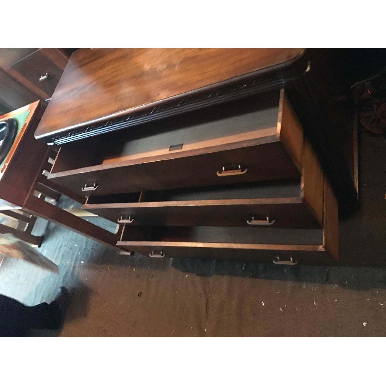 Antique 1930s Mahogany Dresser on Wheels w/ Original Handles & Mirror - image-5