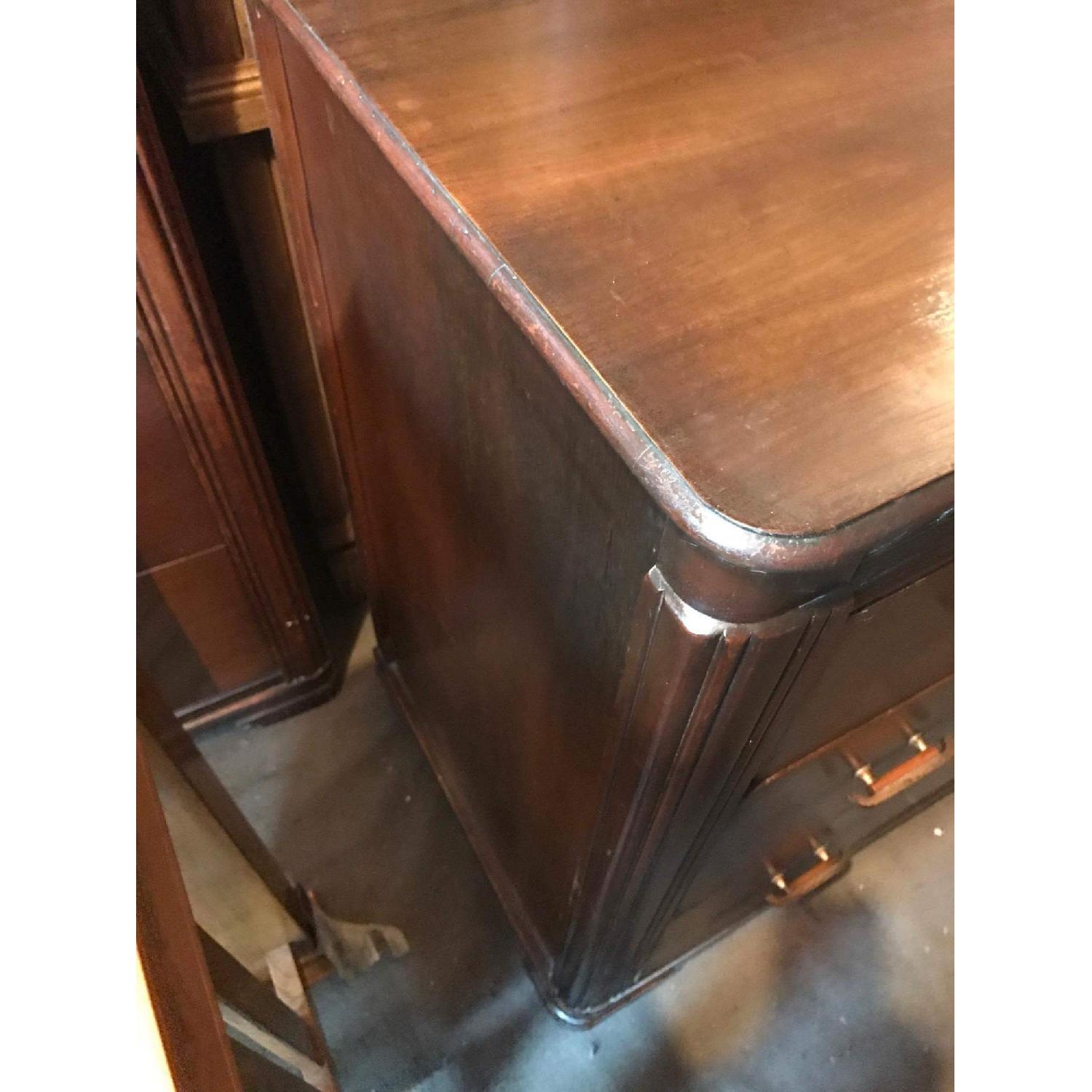 Antique 1930s Mahogany Dresser on Wheels w/ Original Handles & Mirror - image-9