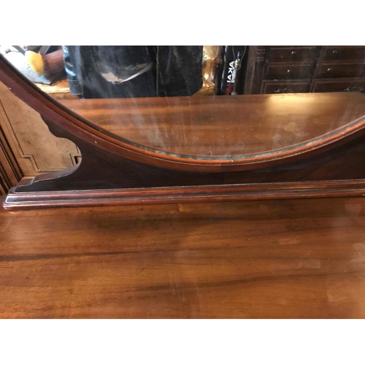 Antique 1930s Mahogany Dresser on Wheels w/ Original Handles & Mirror - image-11