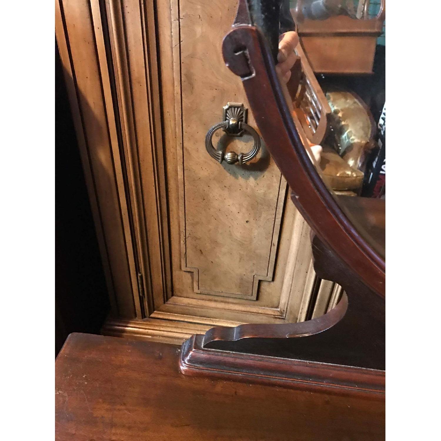 Antique 1930s Mahogany Dresser on Wheels w/ Original Handles & Mirror - image-12